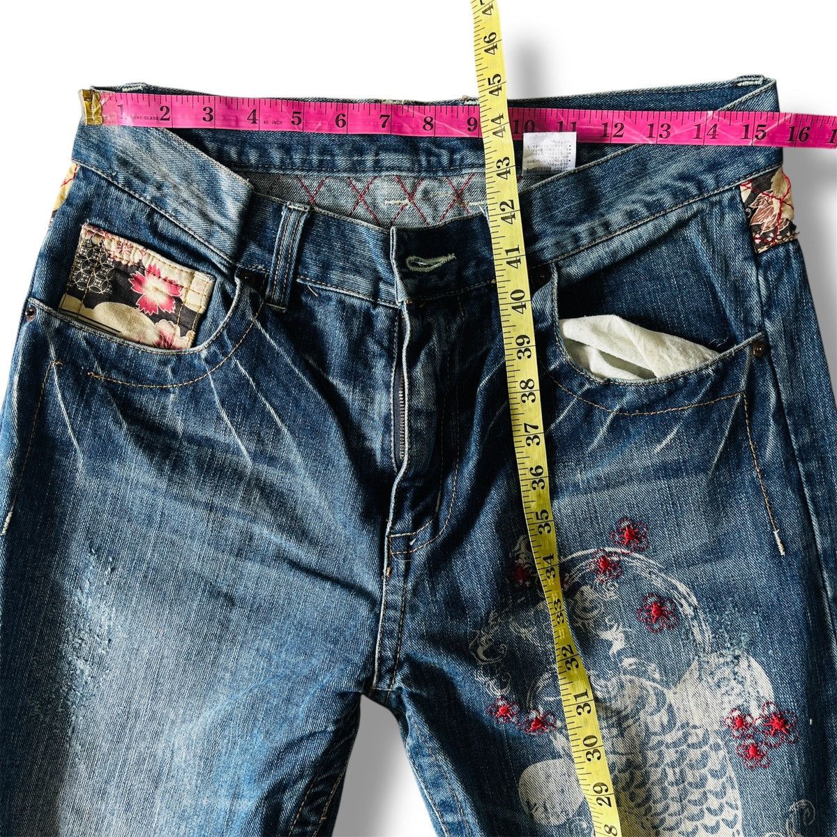 Vintage Vintage Karakuri Koi Fish Yakuza Denim Jeans Size US 32 / EU 48 - 20 Thumbnail