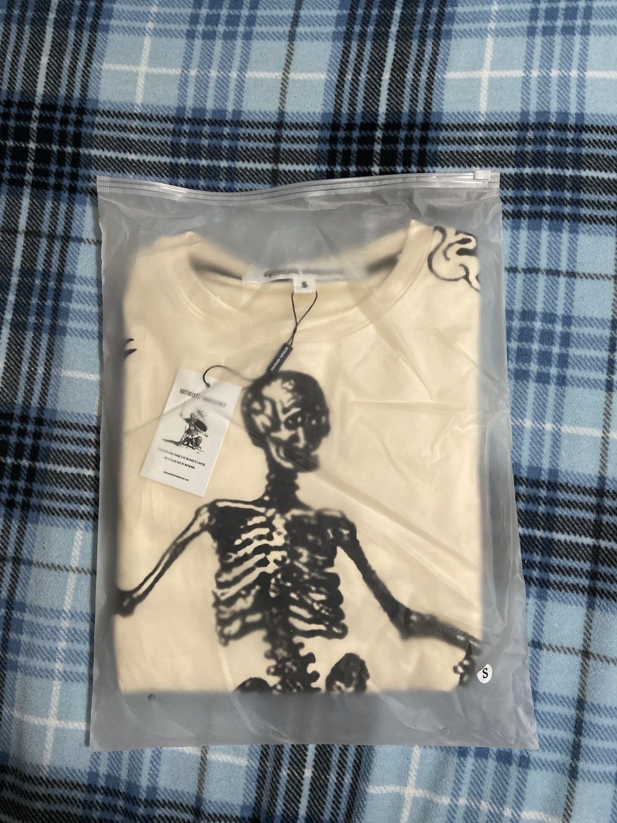 image of Optimistic Adolescence Knitted Off White Skeleton Print in Black/Tan, Men's (Size Small)