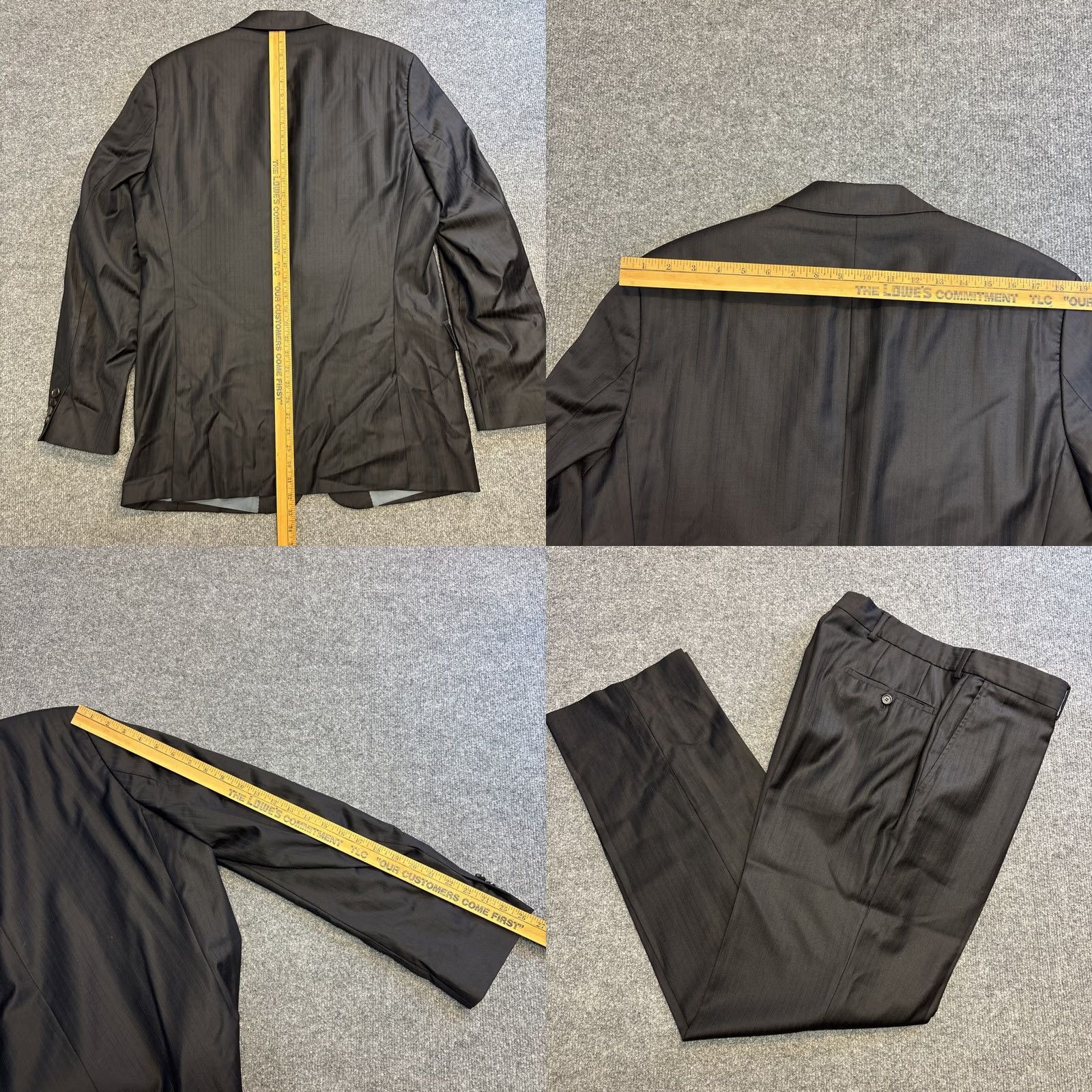 Vintage BOSS Hugo Boss Super 120 Wool Pasolini Movie Suit Set Black Pinstripe 40L 36x32 Size 40R - 8 Thumbnail