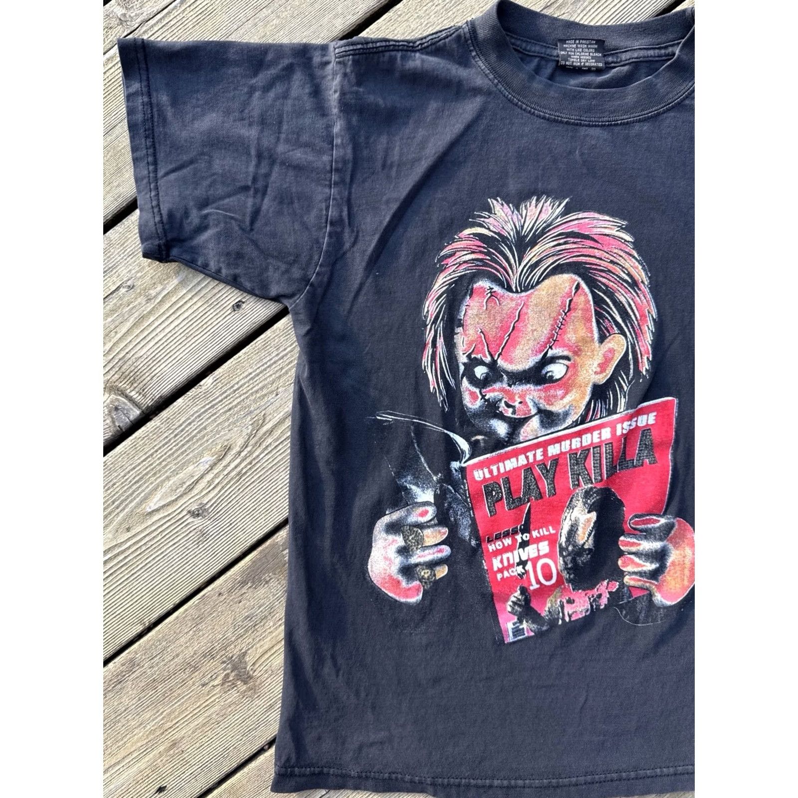 Vintage CH Gold Series Chucky Childs Play Horror Movie Killa Graphic Tee Shirt Black Mens M Size US M / EU 48-50 / 2 - 2 Thumbnail
