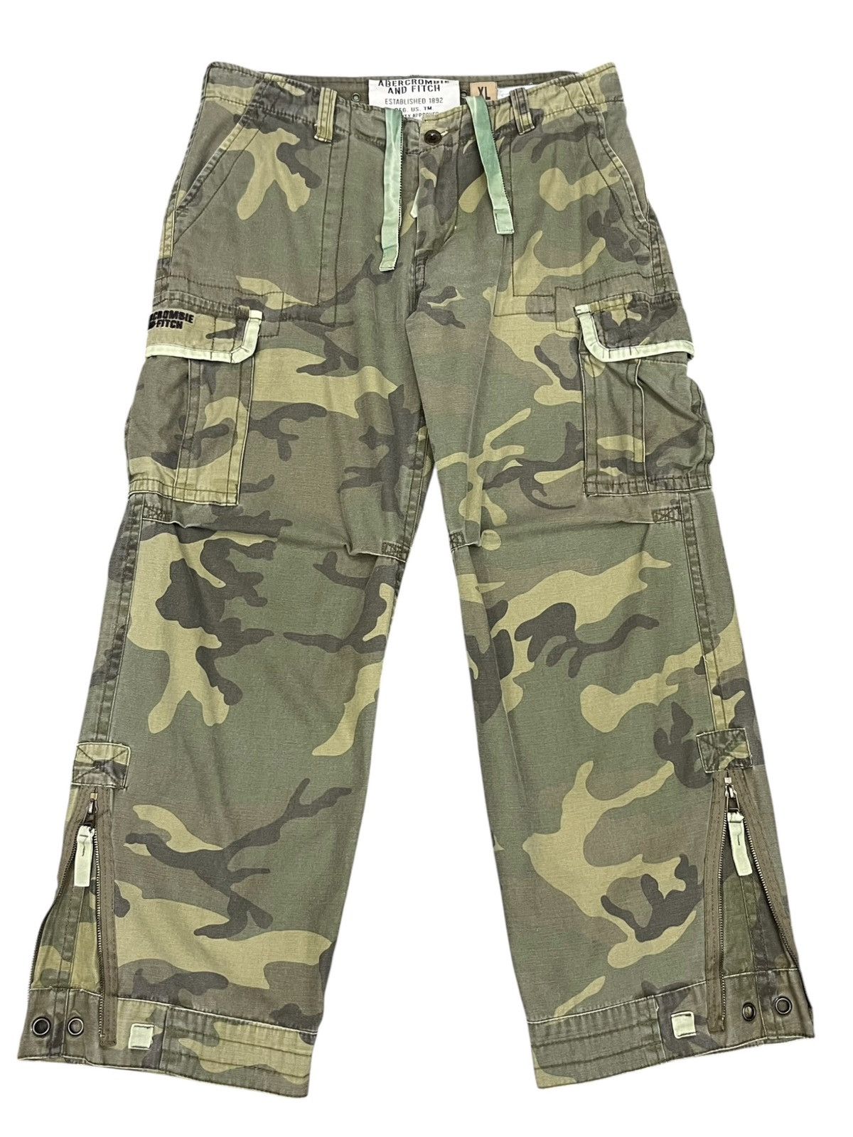 Abercrombie & Fitch 💥Vintage Y2K A&F Military Camo Zip Leg Baggy Cargo Pants Size US 34 / EU 50 - 3 Thumbnail
