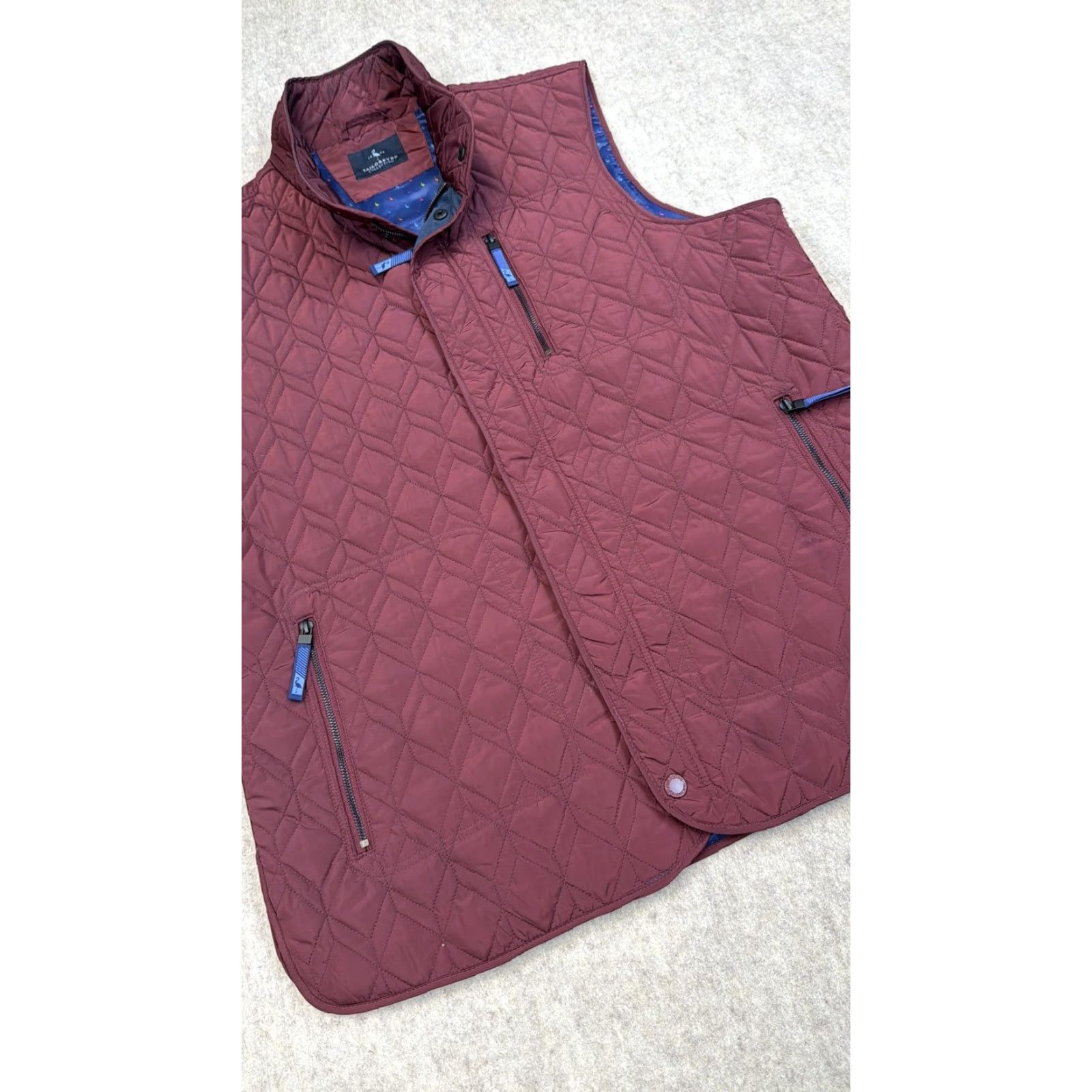 Tailorbyrd TailorByrd Vest Mens 2XLT Burgundy Red Quilted Zip Pockets Lined Flamingo Bird Size US XXL / EU 58 / 5 - 2 Thumbnail