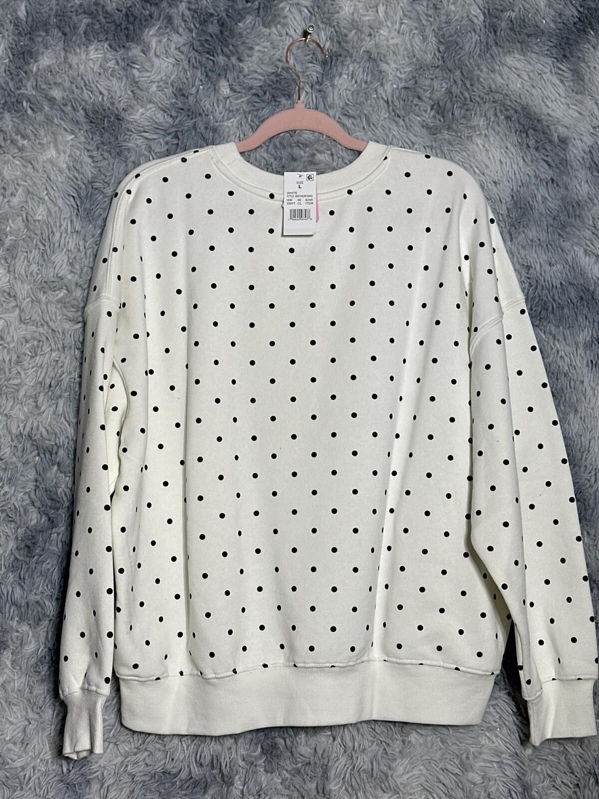 Other White Polka Dot Sweatshirt with Pink Paris Print, Size L Size L / US 10 / IT 46 - 2 Thumbnail