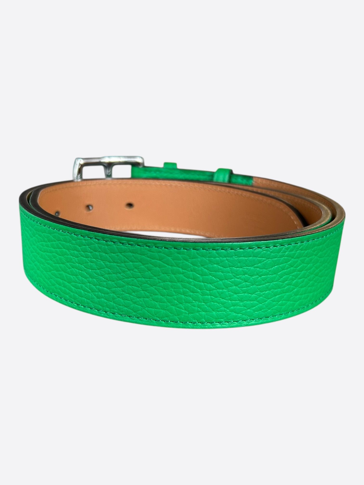 Hermes Hermes Green Togo & Palladium Etriviere Belt Size 30 - 2 Thumbnail