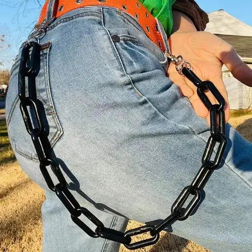 Nineteenth Letter Chunky Unisex Black Acrylic Wallet Pant Chains Belt chains Size ONE SIZE - 2 Thumbnail