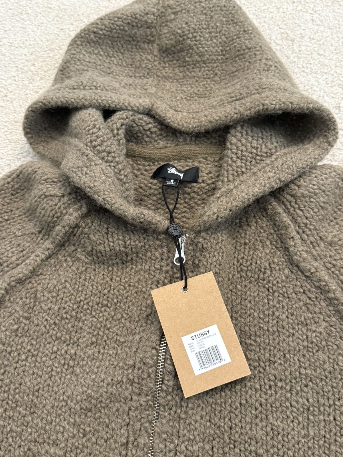 Stussy Stussy Chunky Knit Zip Hoodie (Fossil) Size US S / EU 44-46 / 1 - 6 Thumbnail