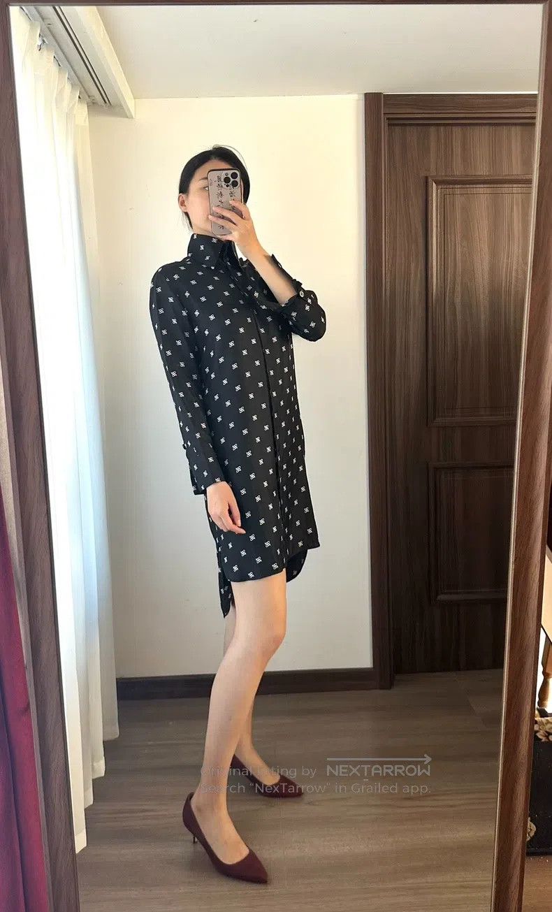 Fendi Fendi Shirt Dress, Mulberry Silk Fabric with Full Letter L Size XXS / US 00 / IT 34 - 2 Thumbnail