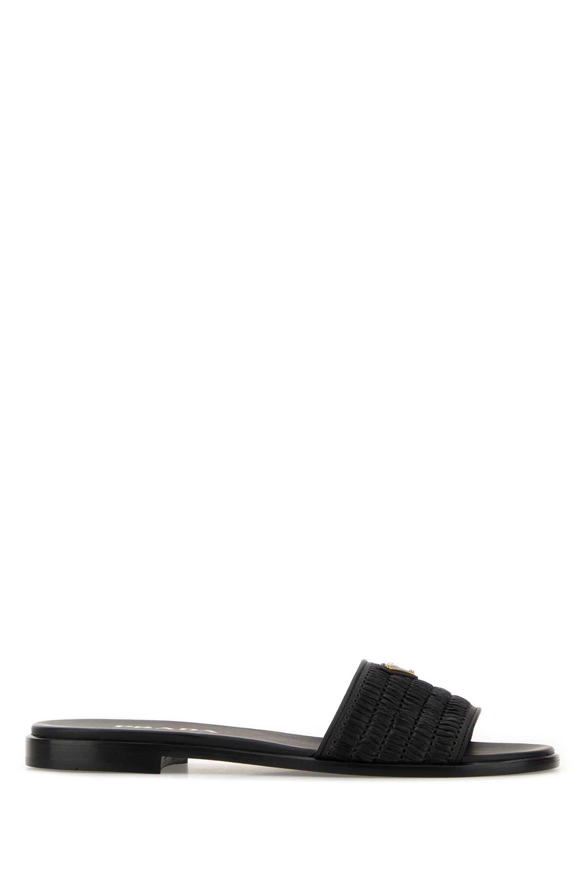 Prada Black Raffia Slippers Size US 11 / IT 41 - 1 Thumbnail