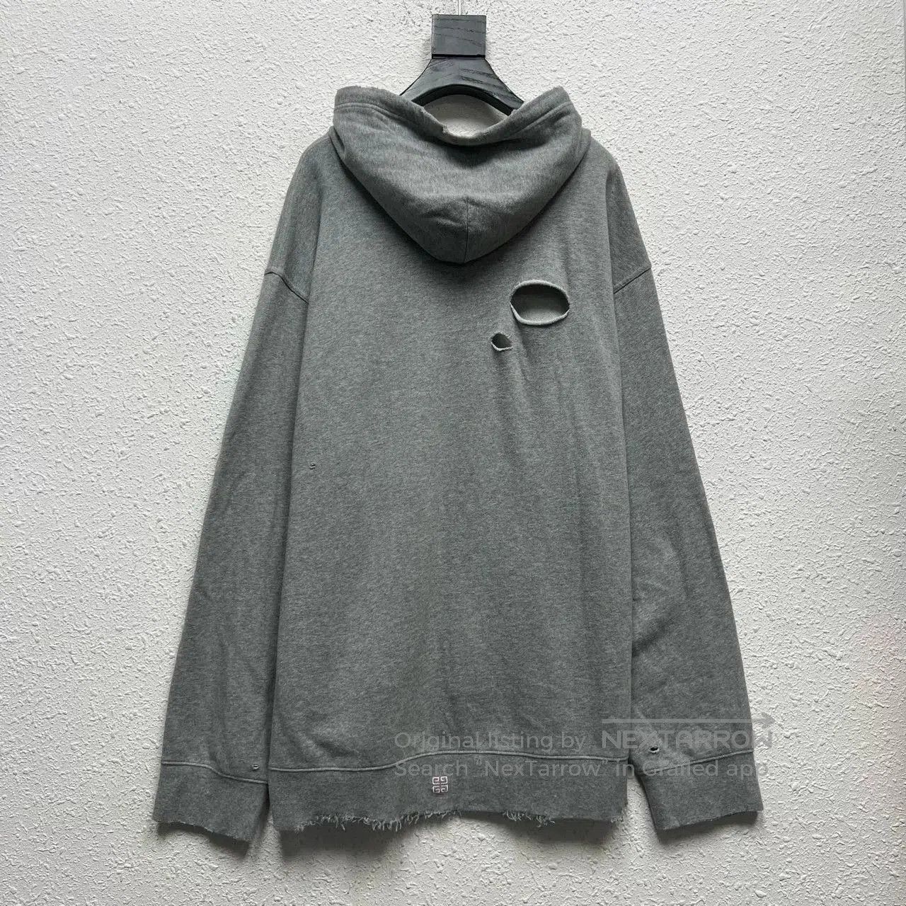 Givenchy Givenchy Light Gray Distressed Hooded Sweatshirt. Size US M / EU 48-50 / 2 - 2 Thumbnail