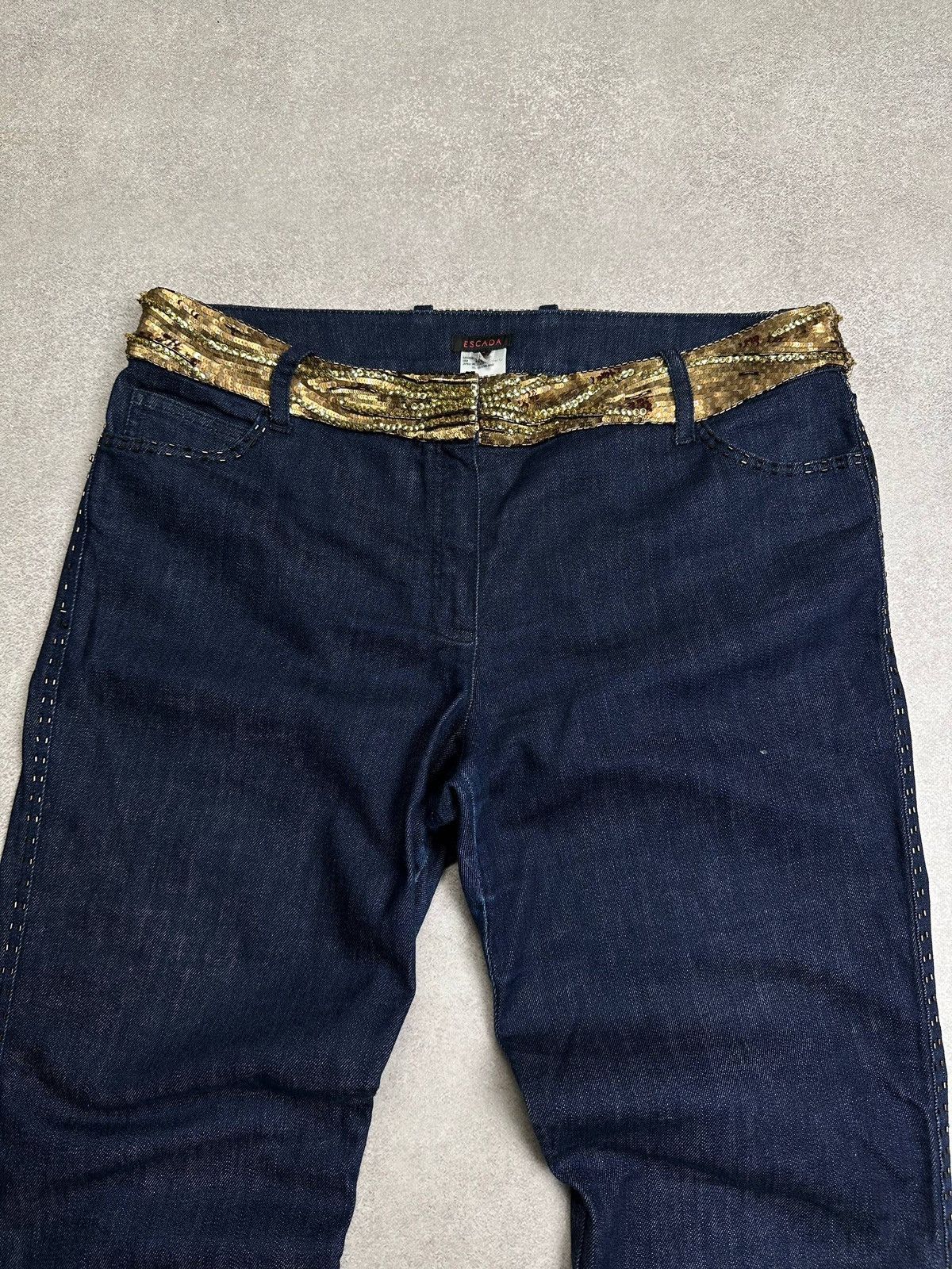 Escada Vintage Escada Golden Belt Grunge Avantgarde Pants Denim Size US 32 / EU 48 - 2 Thumbnail