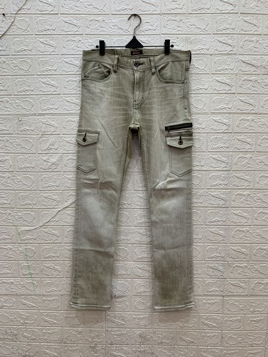 Vintage Japanese trashed faded relaxy cargo denim Back Number