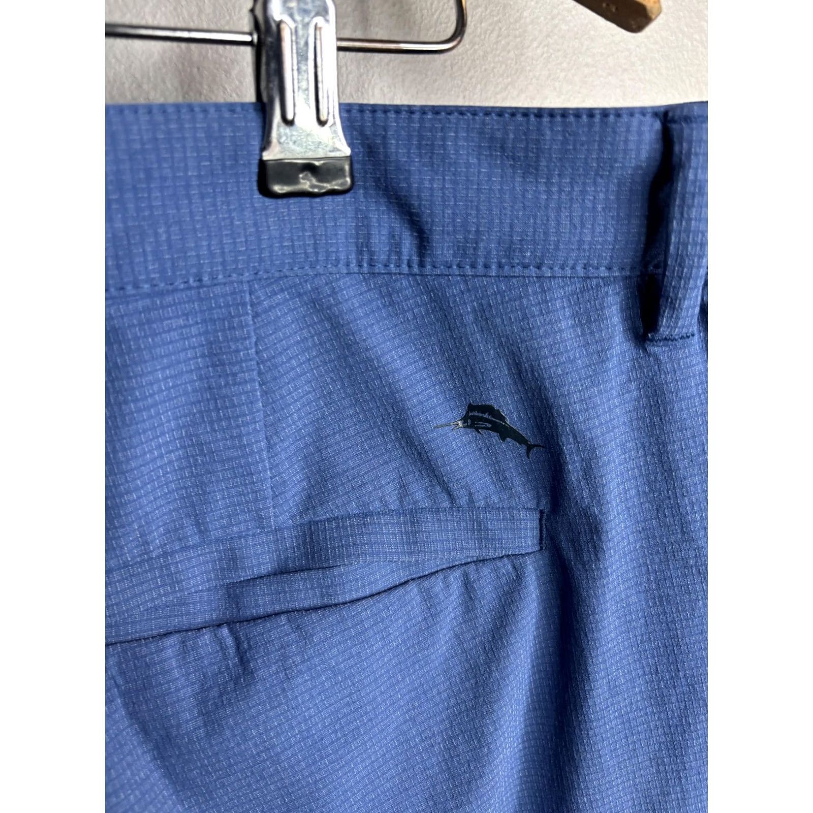 Tommy Bahama Tommy Bahama Shorts Mens 38 Blue Microfiber Check Stretch Chino Casual Golf Size US 38 / EU 54 - 4 Thumbnail
