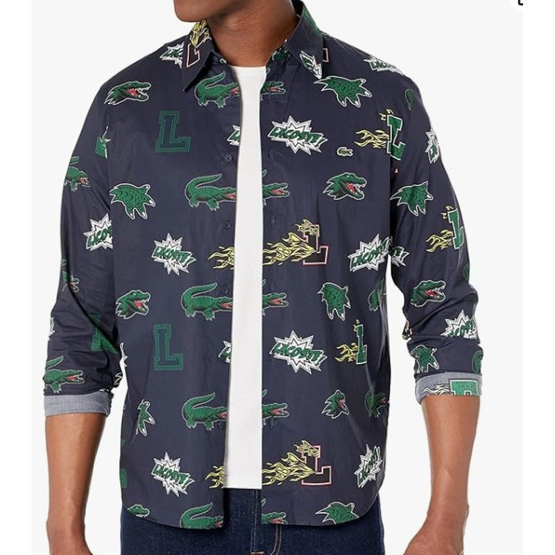 Lacoste Lacoste Men's Long Sleeve All Over Print Graphic Shirt 2XL Size US XXL / EU 58 / 5 - 1 Thumbnail