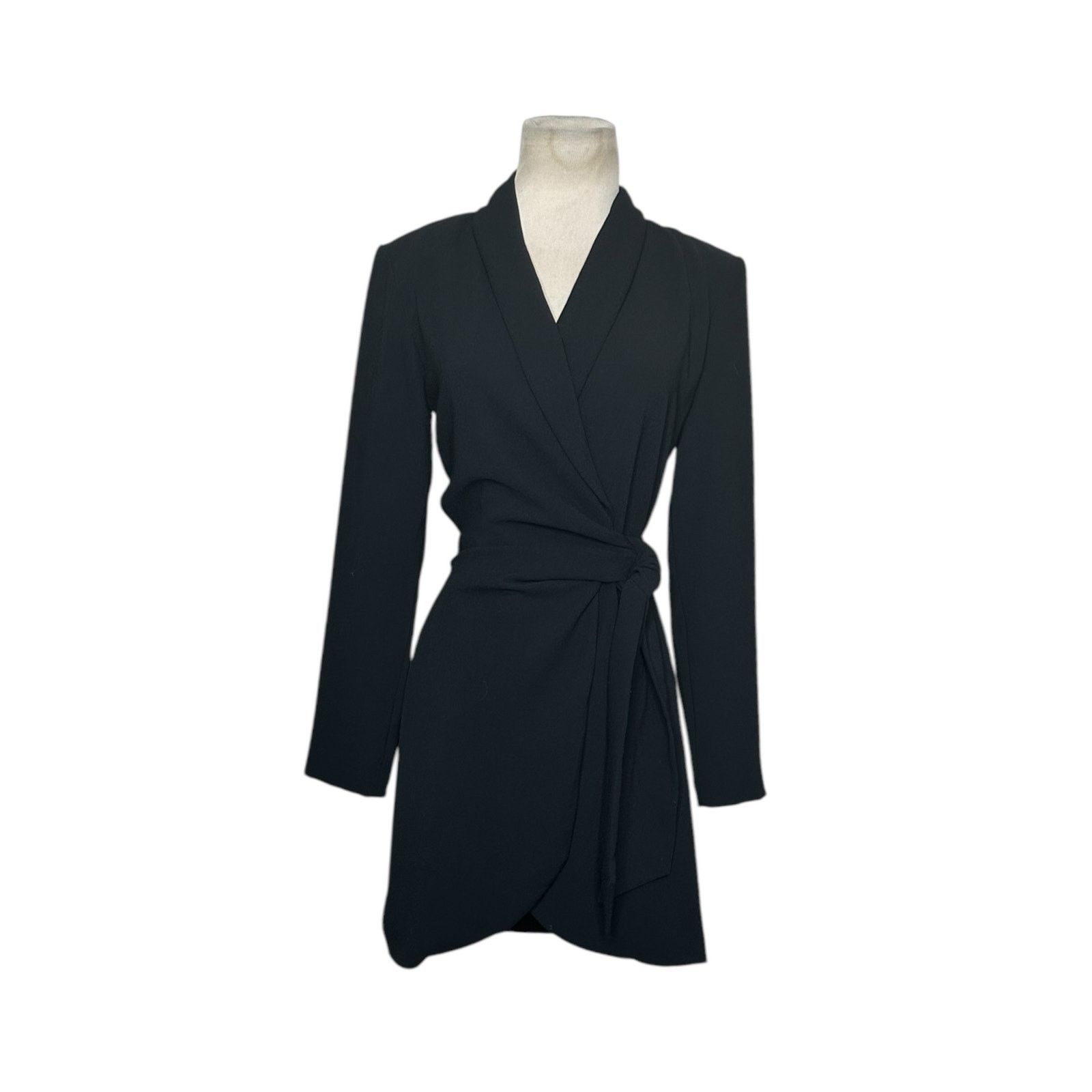 Zara Zara black long sleeves mini wrap dress size XS | Grailed