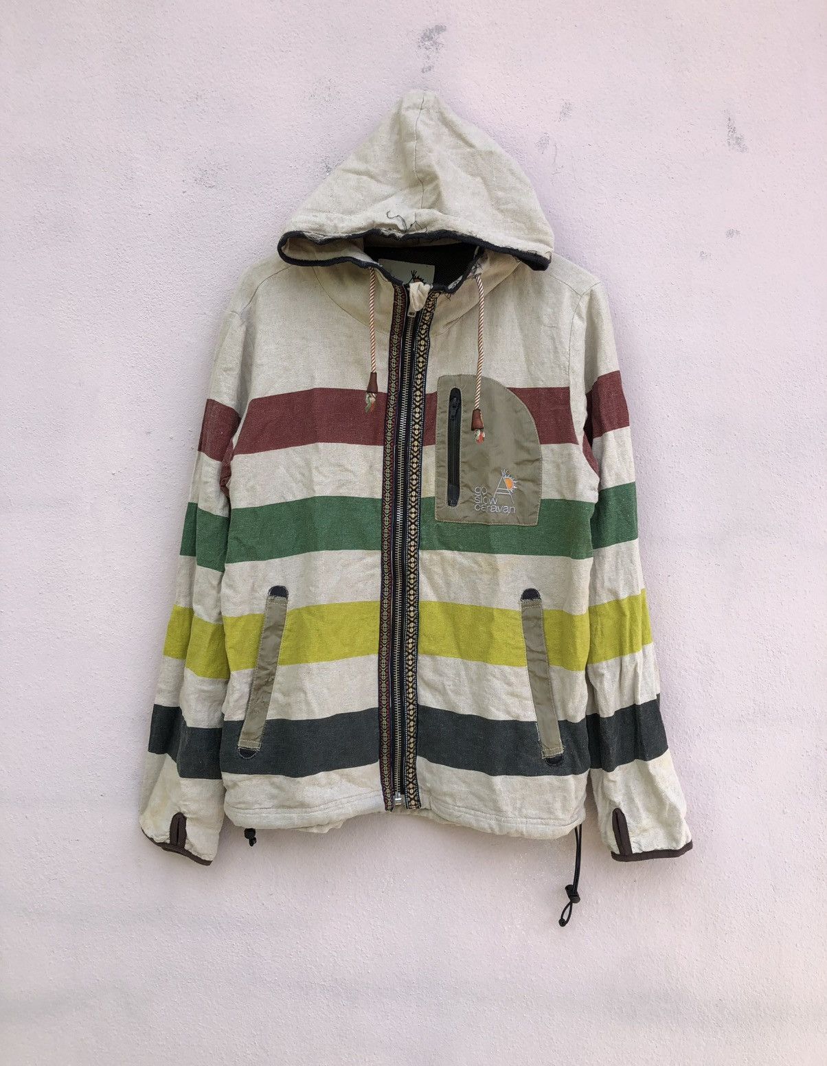 go slow caravan Go slow Caravan Hemp Stripe Hooded Jacket Size US M / EU 48-50 / 2 - 1 Thumbnail