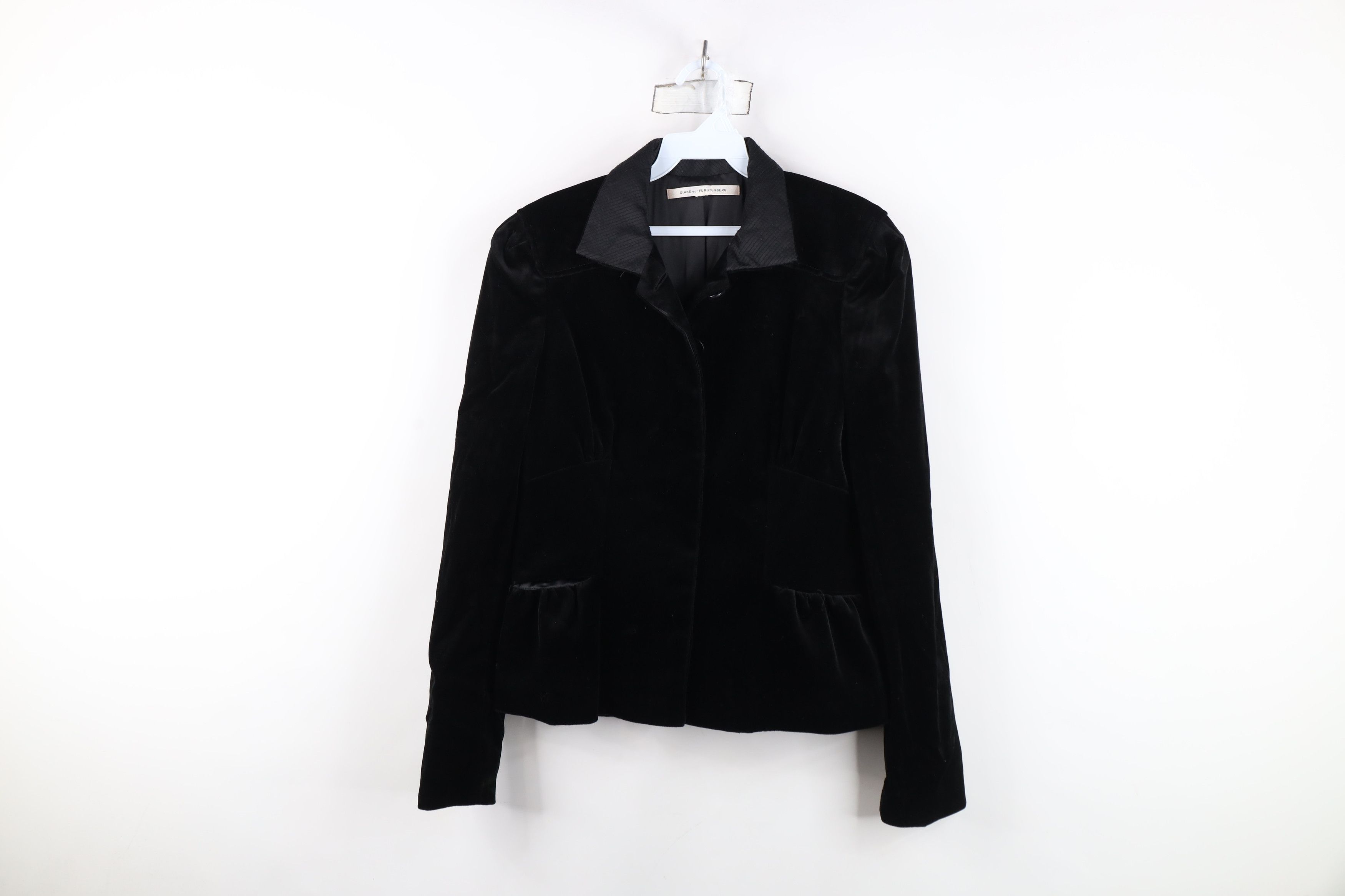 Diane von Furstenberg Diane von Furstenberg Lucille Velvet Velour Jacket Black Size M / US 6-8 / IT 42-44 - 1 Thumbnail