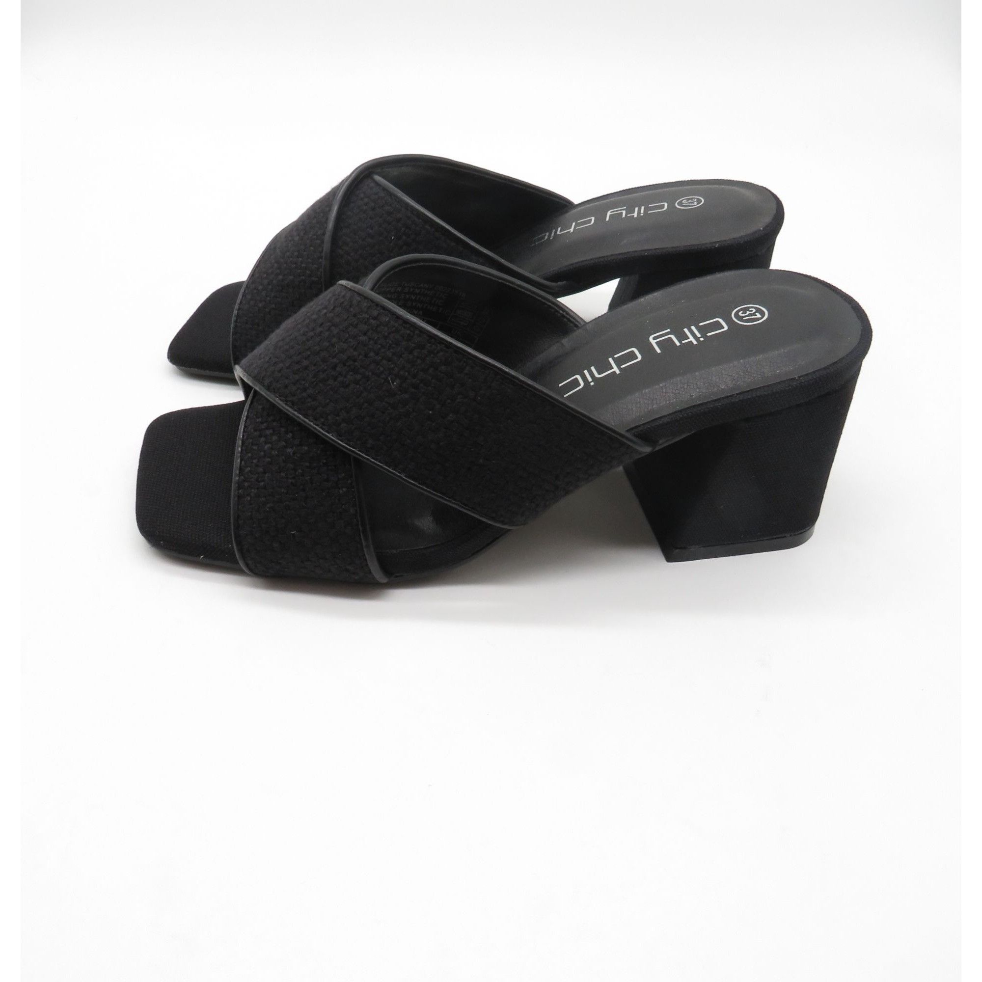 Other City Chic Women’s Black Heeled Slide Sandals With Cross-Stra Size US 6 / IT 36 - 4 Thumbnail