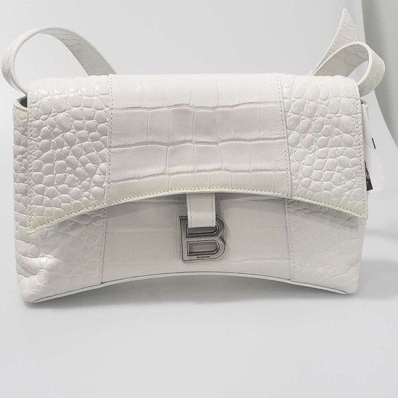 Balenciaga Balenciaga Downtown Small Shoulder Bag Crocodile Embossed Wh Size ONE SIZE - 2 Thumbnail