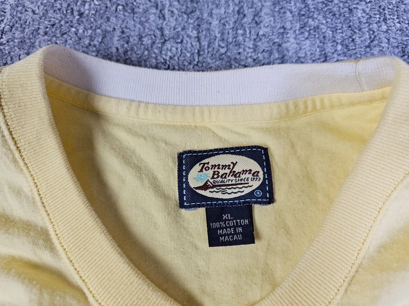Tommy Bahama Tommy Bahama Relax Vintage Pocket Tee Yellow Cotton Macau XL Size US XL / EU 56 / 4 - 5 Thumbnail
