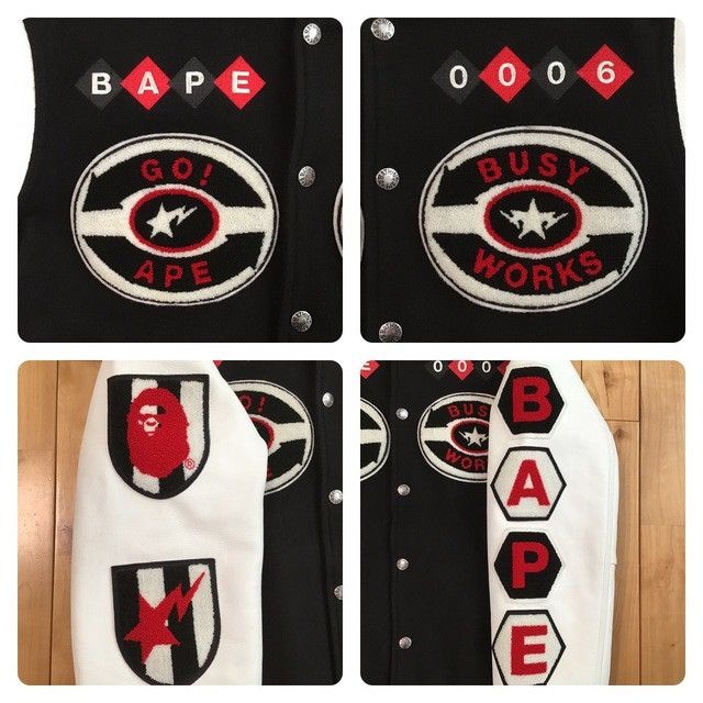 Bape × Nigo BAPE LOGO leather sleeve varsity jacket a bathing ape NIGO Size US S / EU 44-46 / 1 - 3 Thumbnail