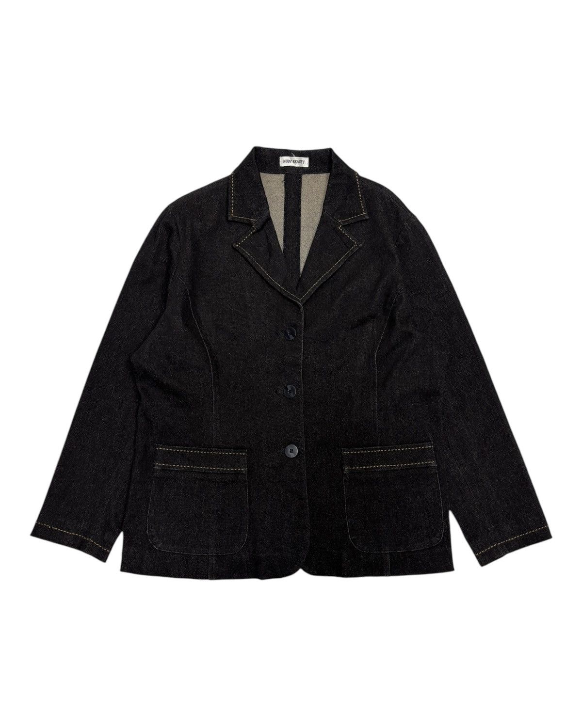 If Six Was Nine × Japanese Brand × Le Grande Bleu (L.G.B.) RARE❤️‍🔥TOKYO NUDY BEAUTY BLACK DENIM BLAZER JACKET 3 BUTTON Size US M / EU 48-50 / 2 - 1 Thumbnail