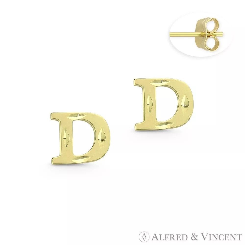 Other Initial Letter "D" Stud Earrings with Push-Back Posts Size ONE SIZE - 1 Preview