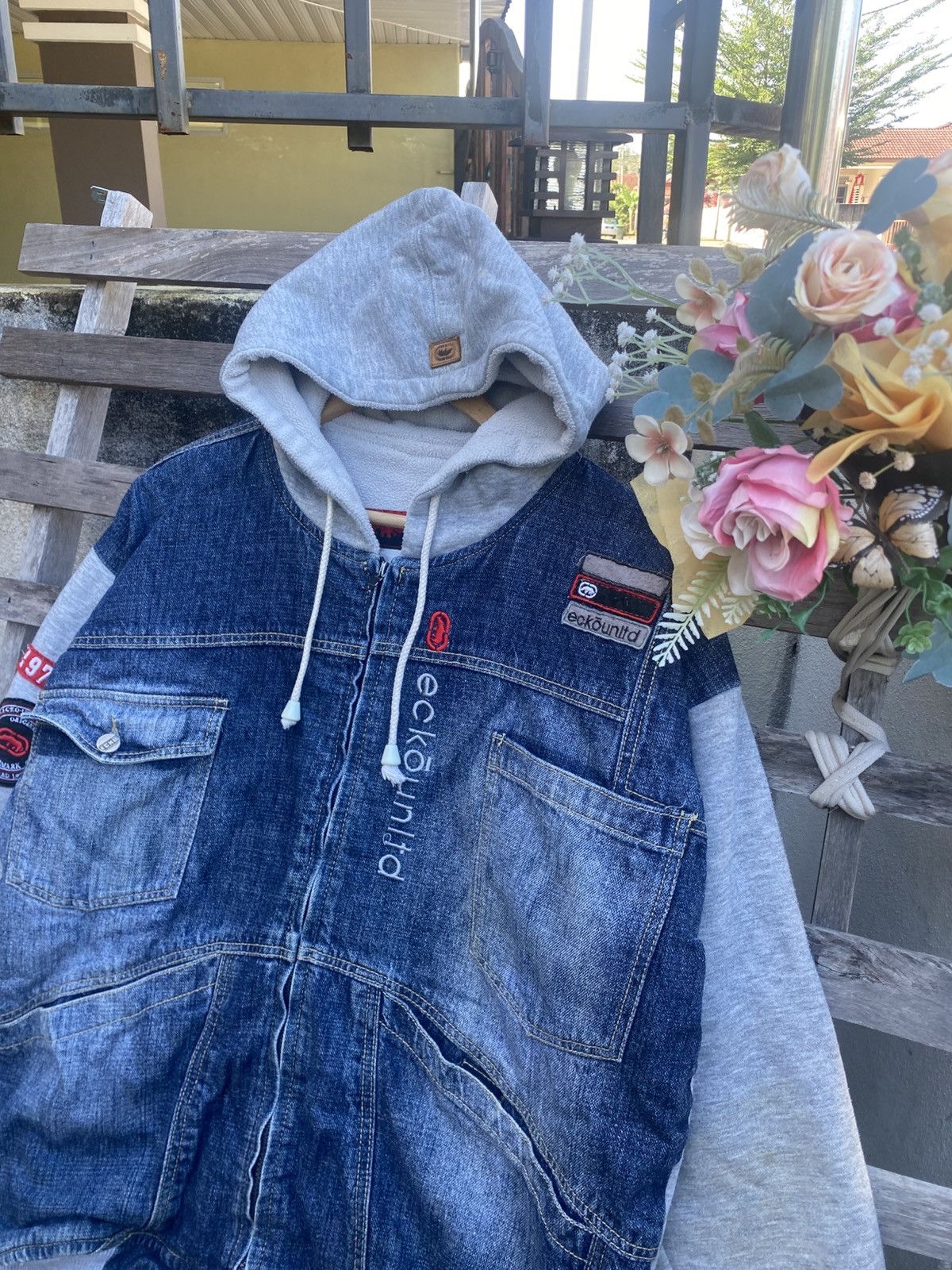 Ecko Unltd. Vintage Ecko Unltd Full Zip Denim Hoodie Jacket Size US XL / EU 56 / 4 - 4 Thumbnail