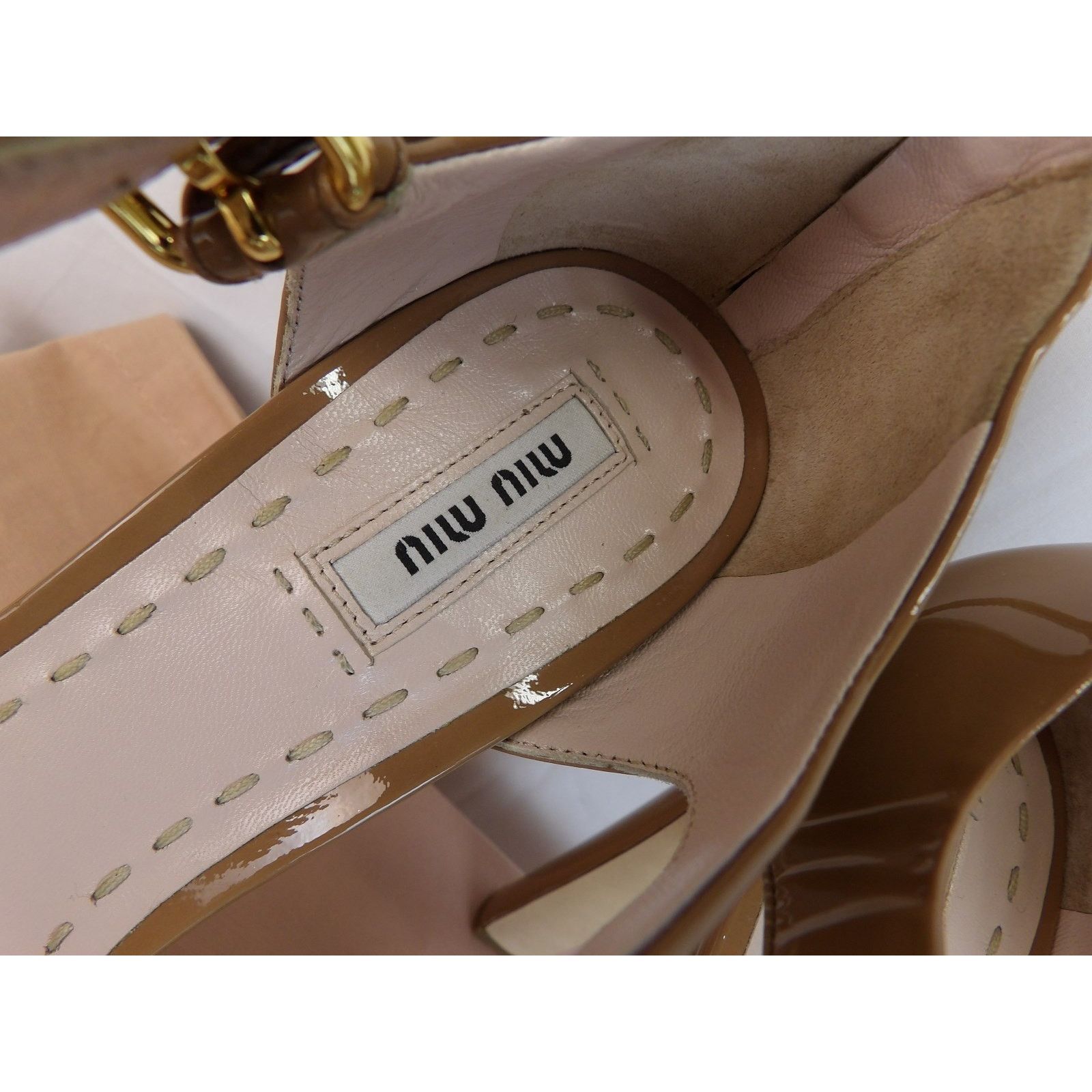 Miu Miu MIU MIU PRADA CAMEL PATENT LEATHER PLATFORM PUMPS 41.5 ITALY Size US 11.5 / IT 41.5 - 9 Thumbnail