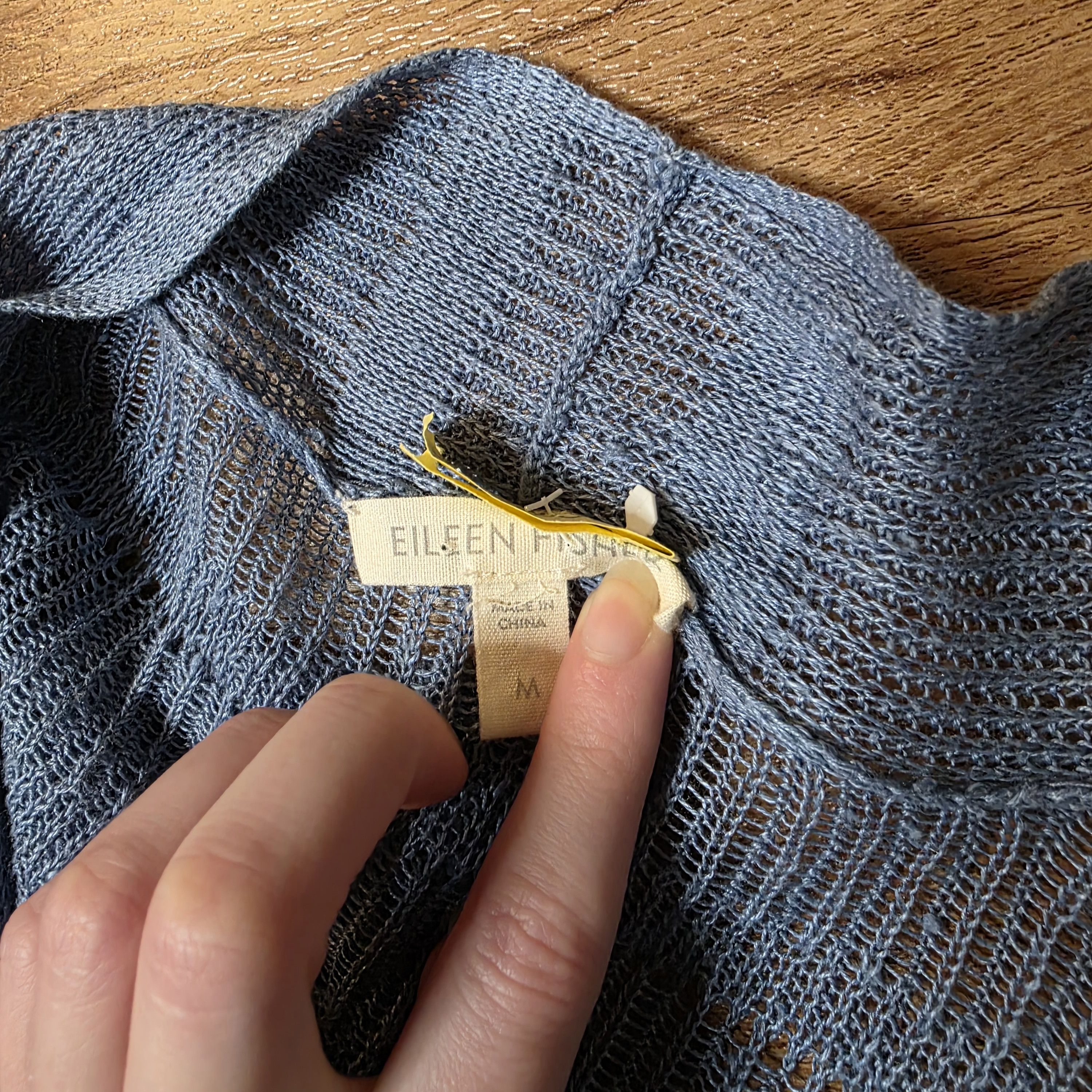 Eileen Fisher Eileen Fisher Blue Linen Open Knit Cardigan Size M / US 6-8 / IT 42-44 - 7 Thumbnail