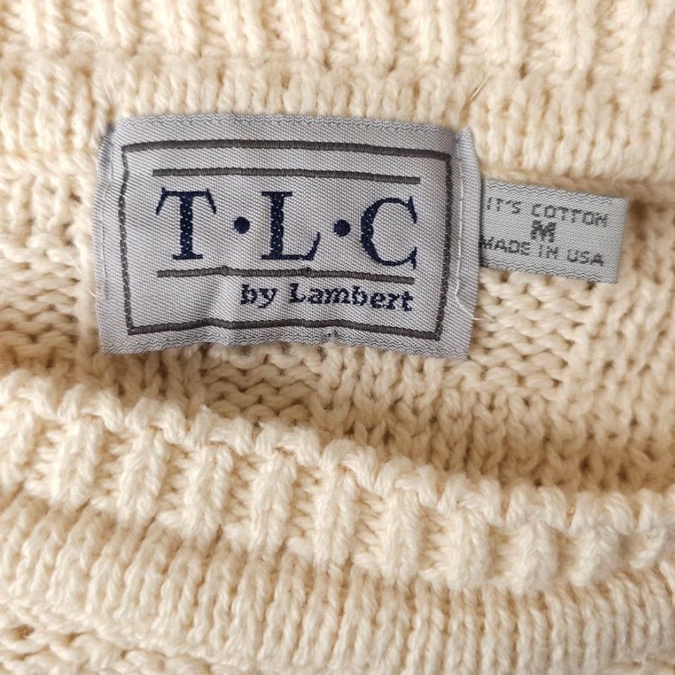 Vintage VINTAGE TLC Lambert Sweater Mens Size Medium Cream 90s Made In USA Size US M / EU 48-50 / 2 - 5 Thumbnail