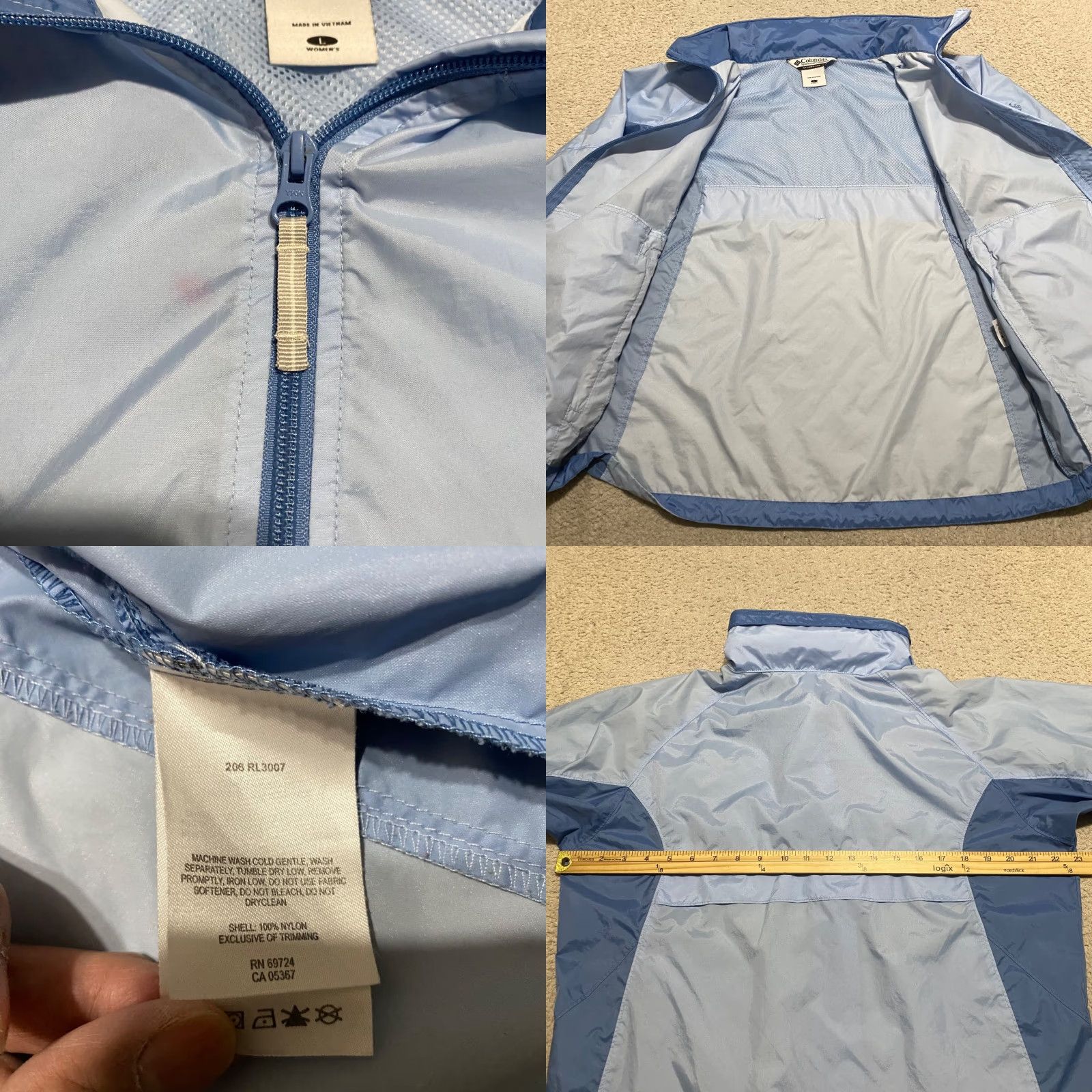 Vintage Columbia Windbreaker Jacket Womens Large Blue Full Zip Hooded Packable Lightweight Softshell Size L / US 10 / IT 46 - 8 Thumbnail