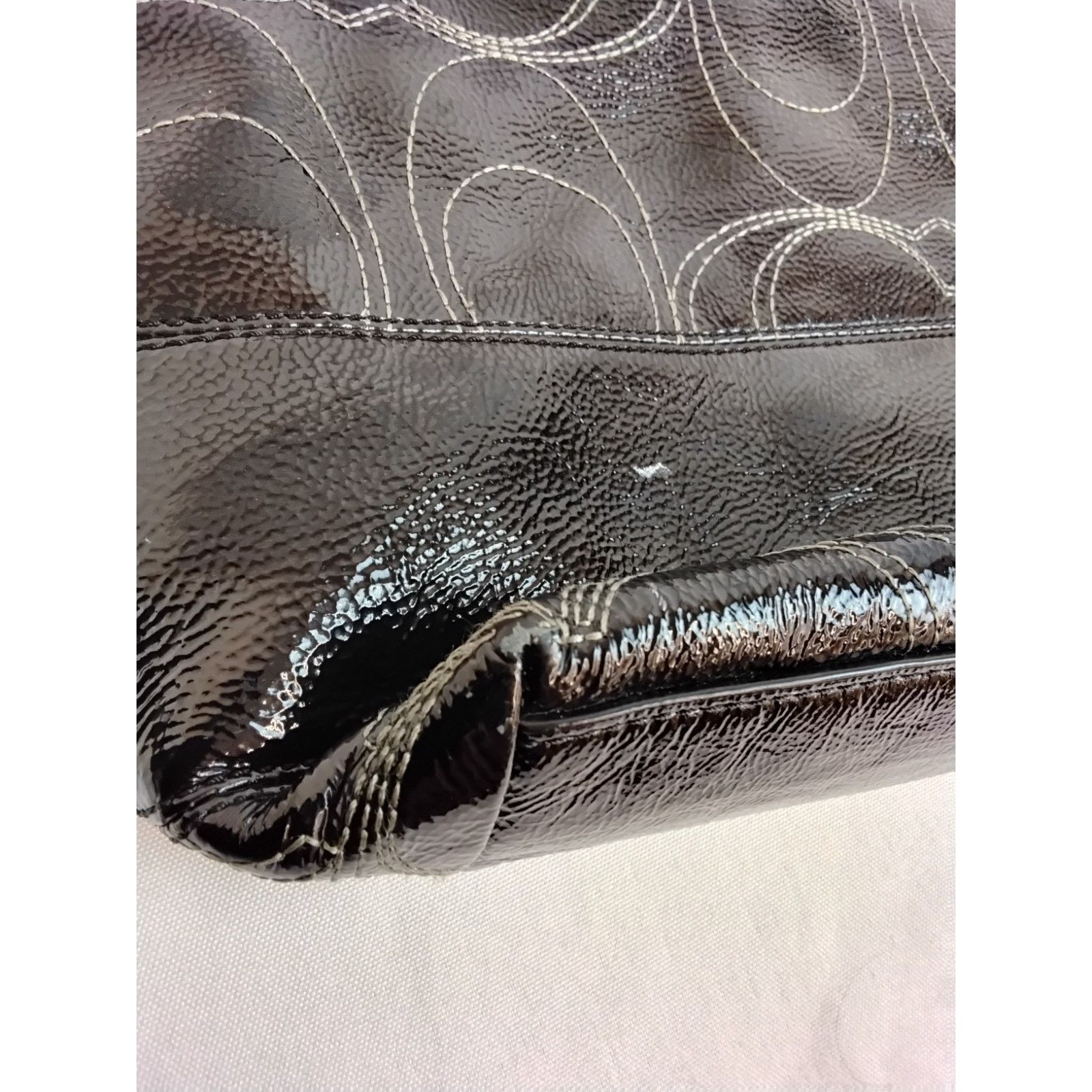Coach Coach Signature Stitch Tote Bag Black Patent Leather Size ONE SIZE - 12 Thumbnail