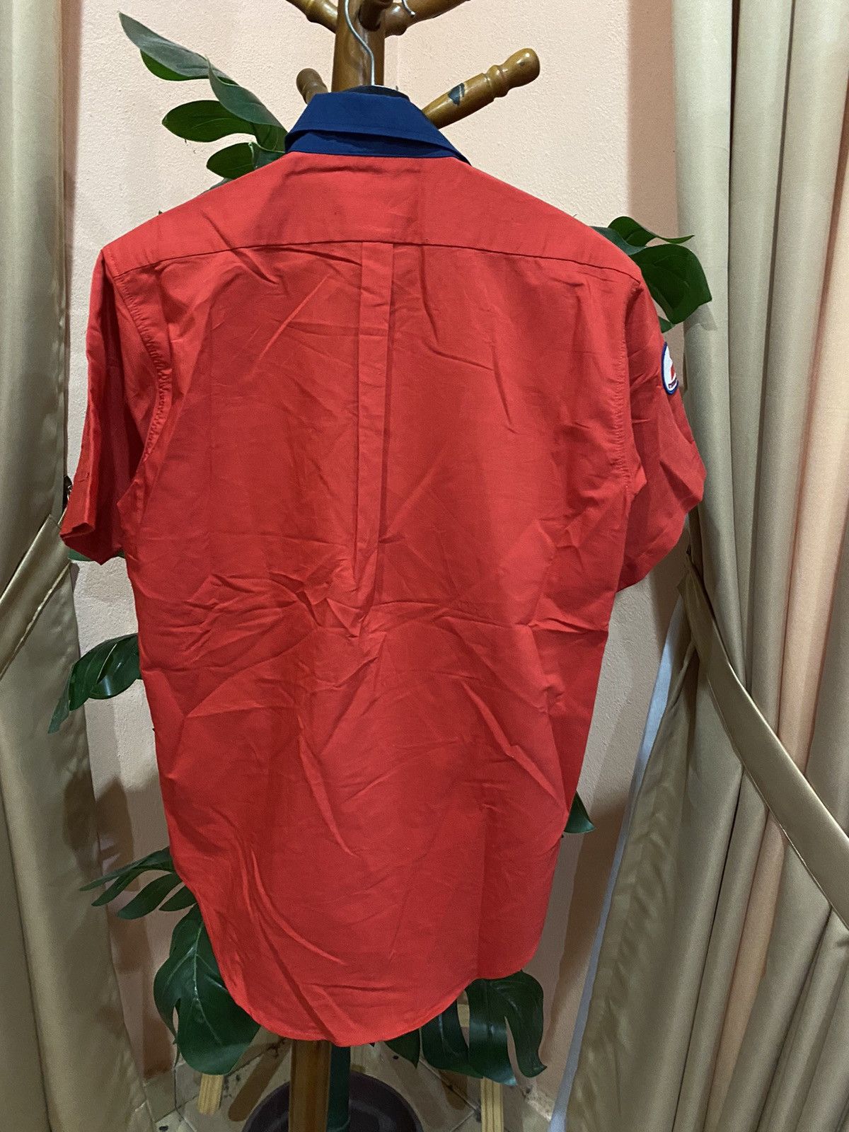 Japanese Brand × Vintage Vintage Mitsubishi Shoji Sekiyu Red and Blue Work Shirt Size US S / EU 44-46 / 1 - 6 Thumbnail