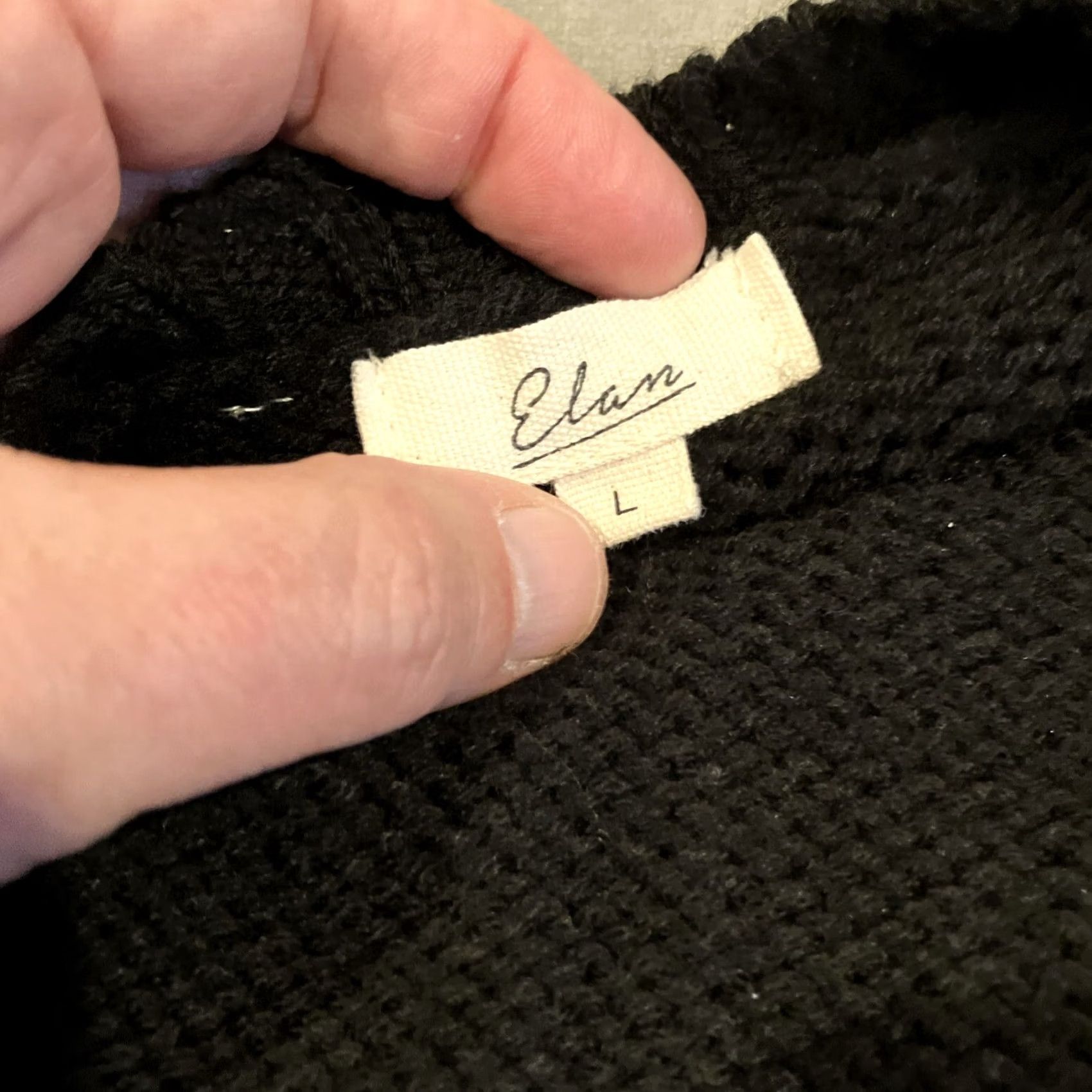 Vintage Elan LOVE Cardigan - Black Open - Women's Large - Cardigan - Knit - Regular - Long Sleeve - Cozy - Solid - FallSpringSummerWinter - Women Size L / US 10 / IT 46 - 4 Thumbnail