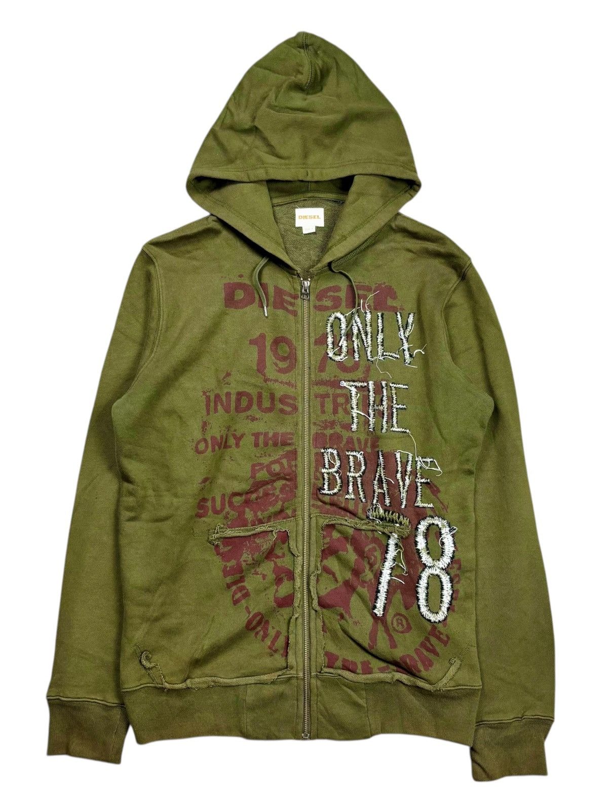 Diesel 2000s Diesel - Patchwork Only The Brave Zip Hoodie Size US M / EU 48-50 / 2 - 1 Thumbnail