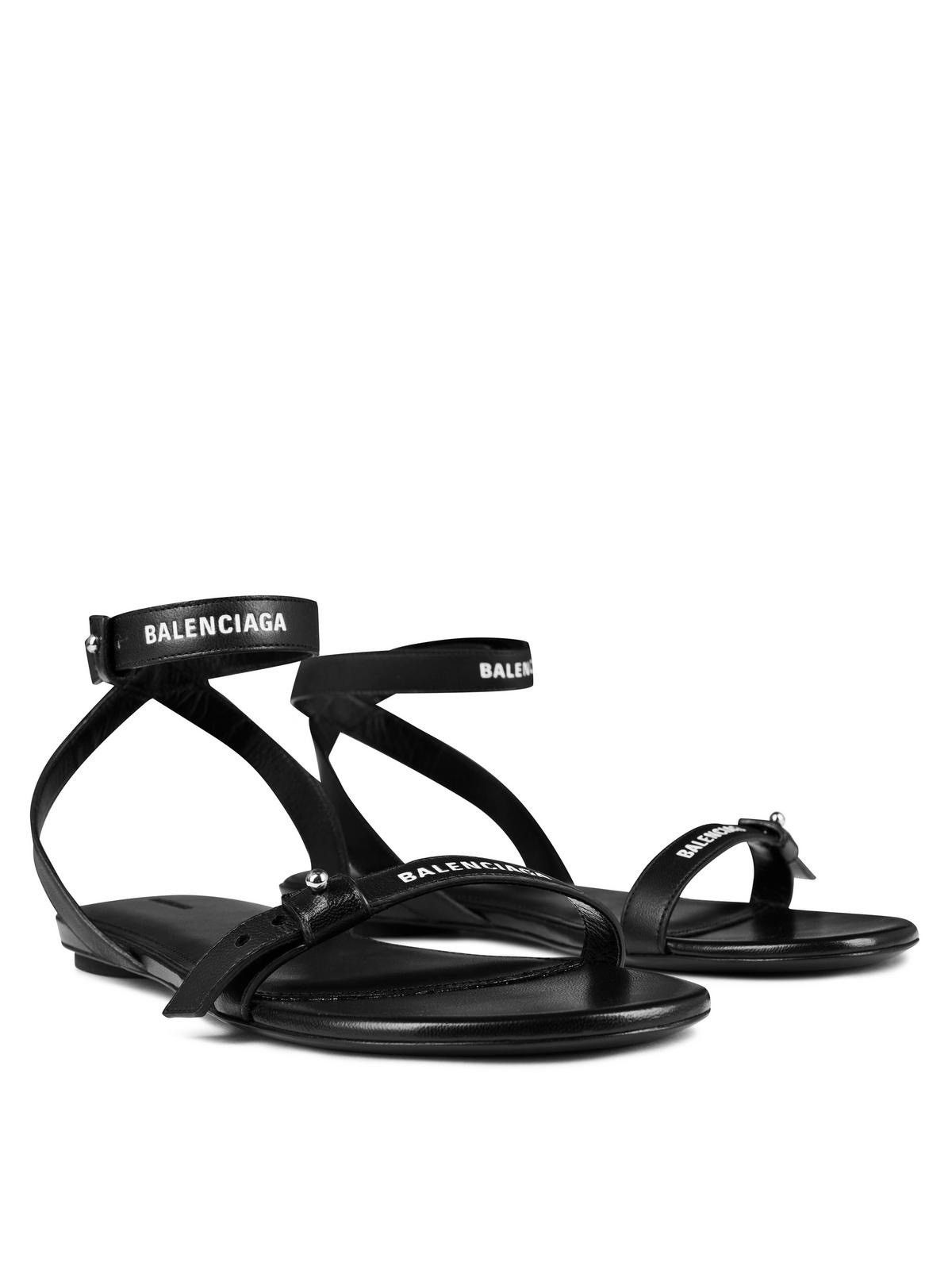 Balenciaga Afterhour Strap Flat Sandals in Black/White Size US 6 / IT 36 - 2 Thumbnail