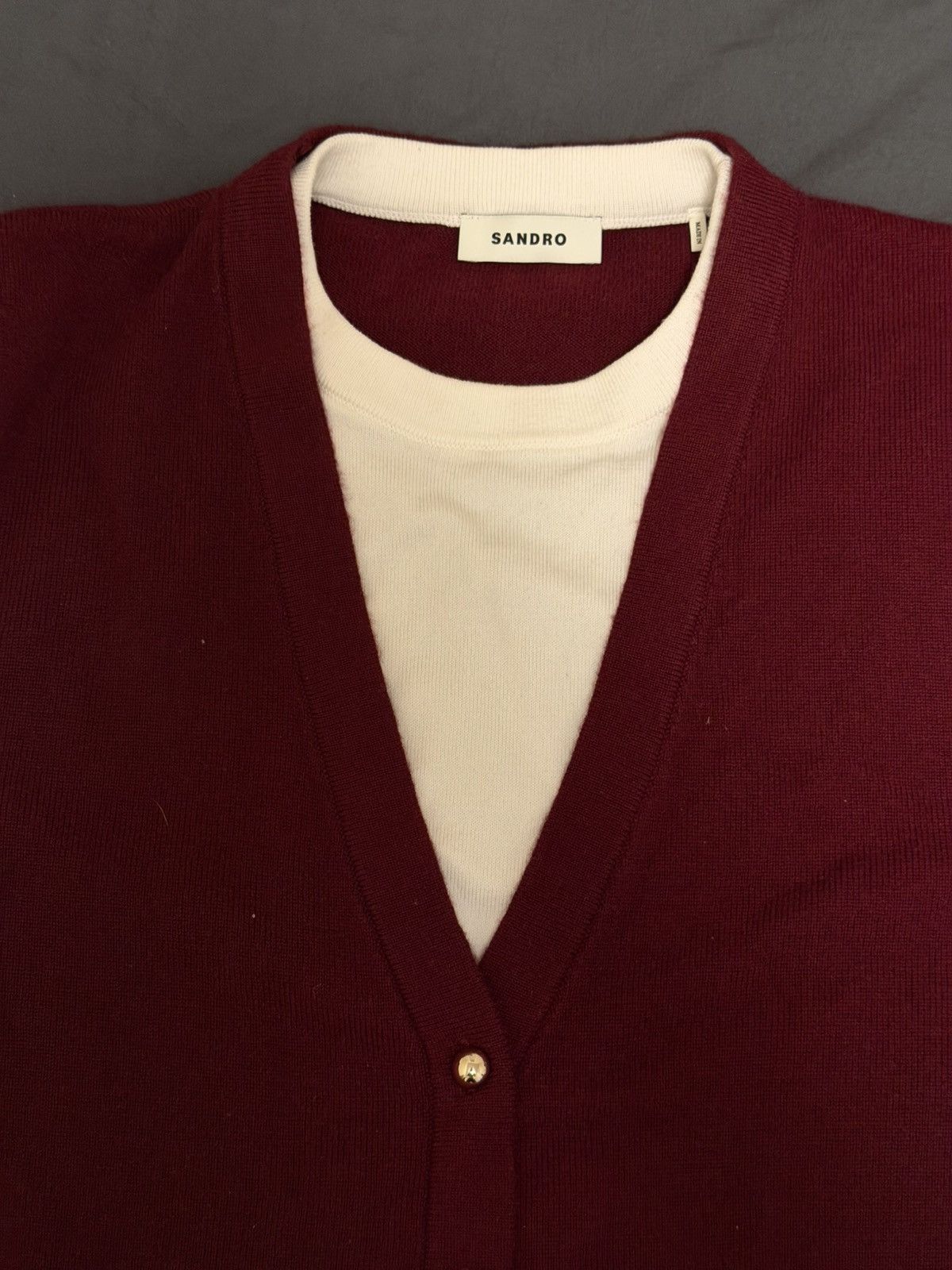 Sandro Sandro Knit Vest (Burgundy) Size S / US 4 / IT 40 - 10 Thumbnail