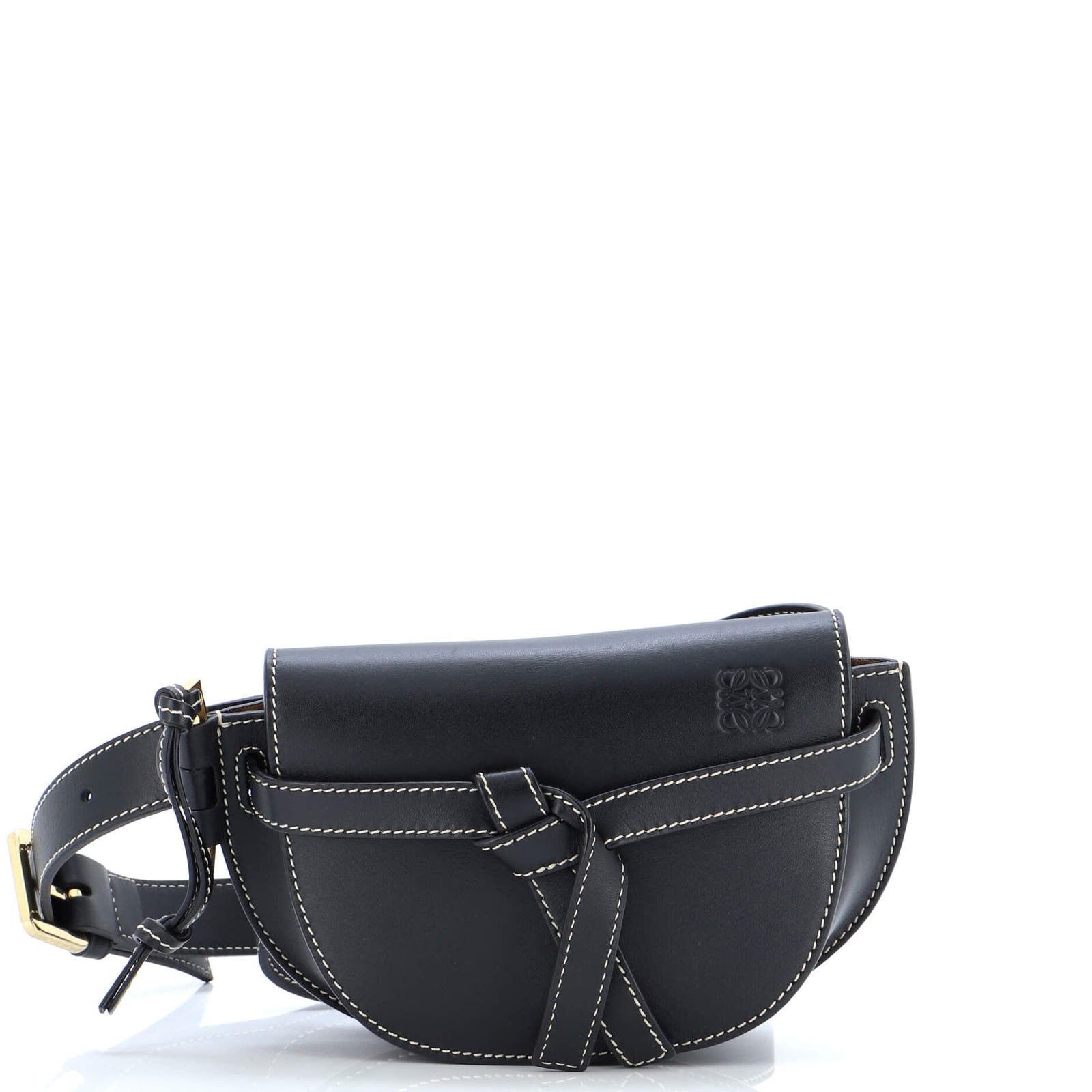 image of Loewe Gate Belt Bag Leather Mini in Black, Women's