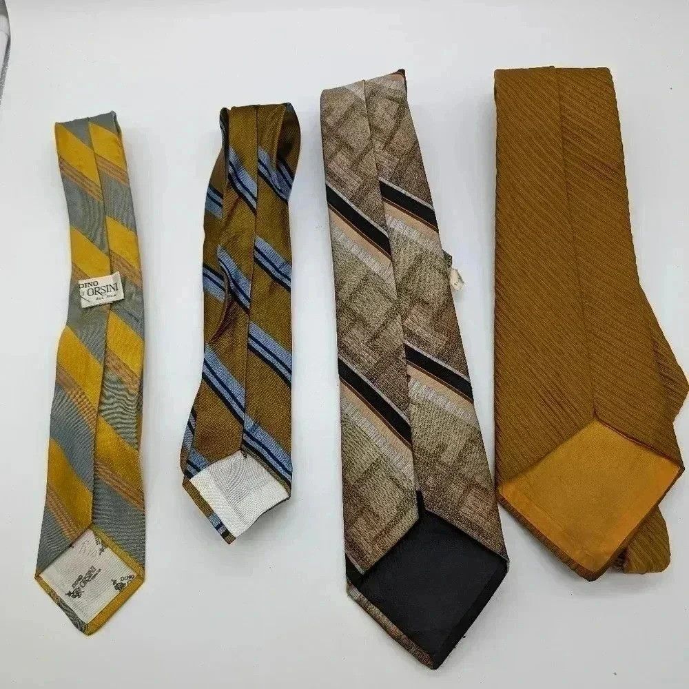 Vintage 4 Yellow Vintage Ties Dino Orsini Silk and unbranded poly C Size ONE SIZE - 2 Thumbnail