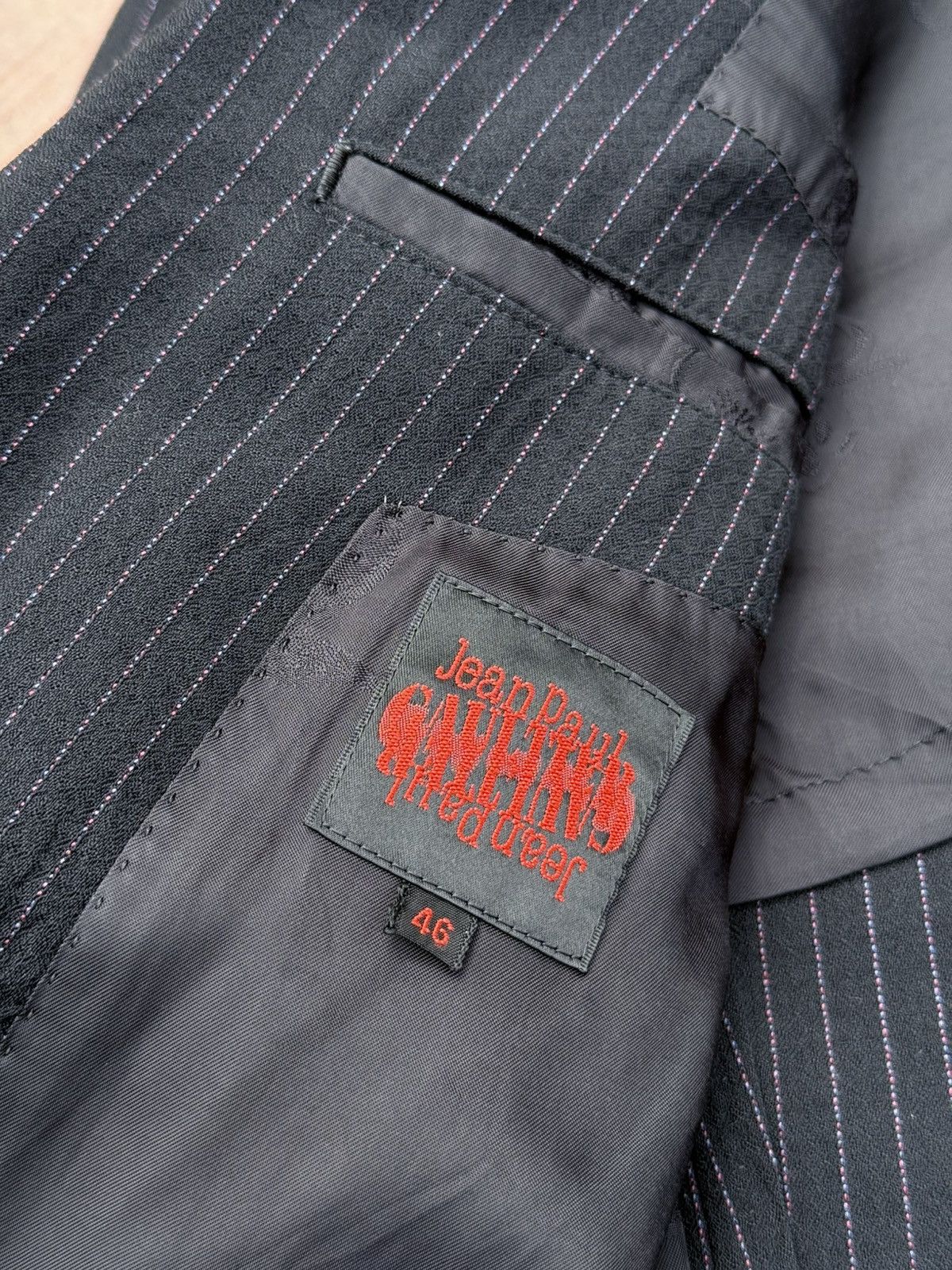 Jean Paul Gaultier JEAN PAUL GAULTIER Pin Striped Tailored Blazer Jacket Size 46R - 3 Thumbnail