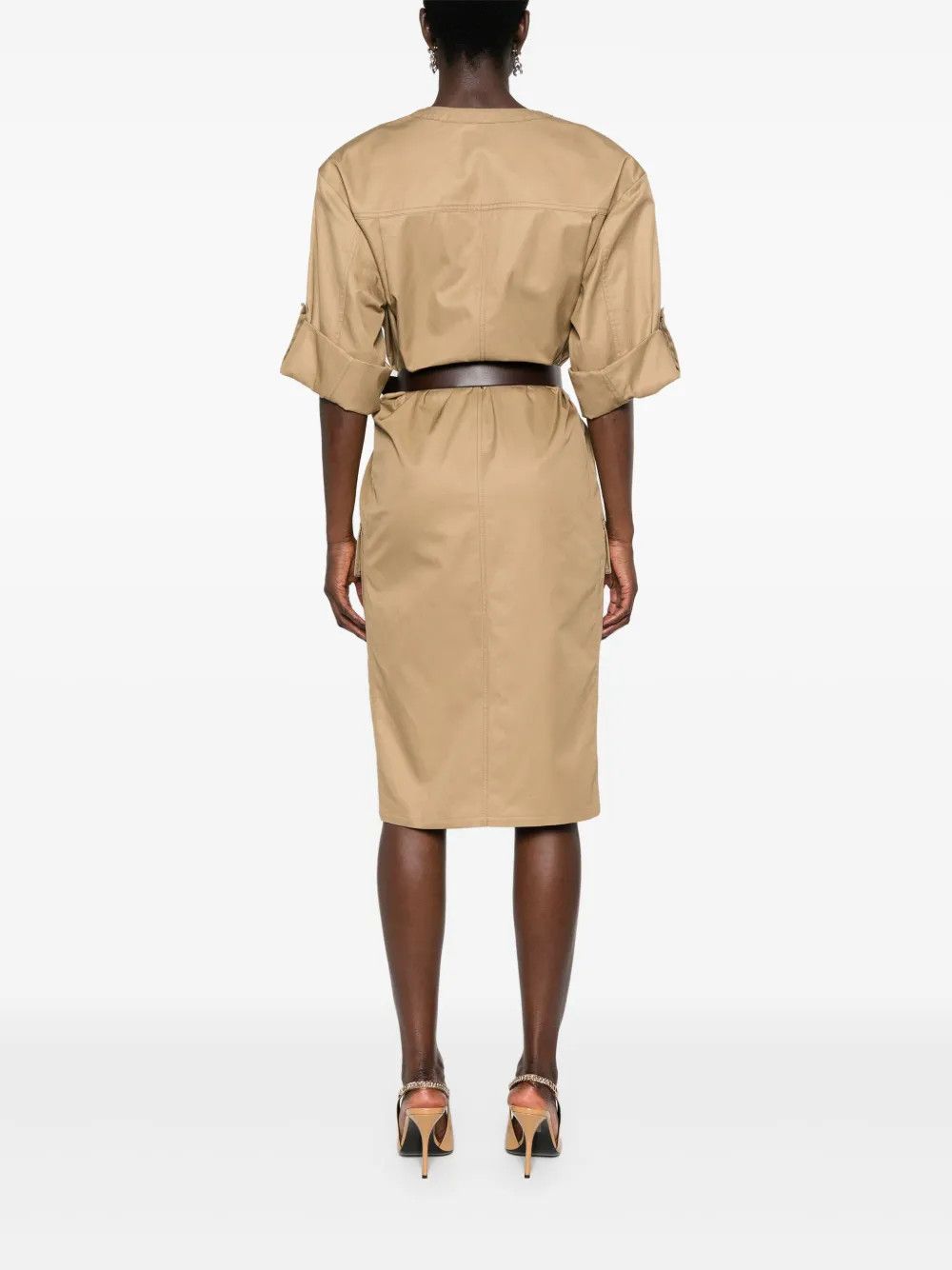 Saint Laurent Paris o1y0126 Midi Dress in Beige Size M / US 6-8 / IT 42-44 - 4 Thumbnail