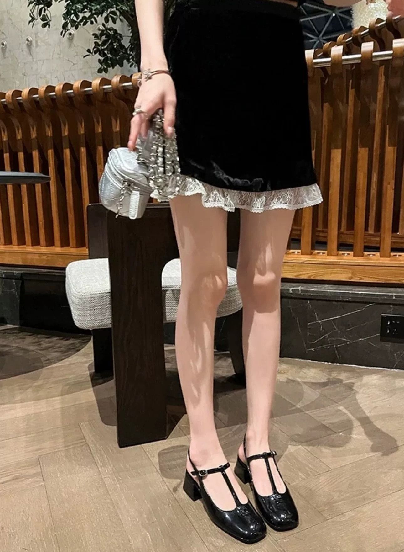 Miu Miu Miu Miu Black Velvet Lace Hem Short Skirt Size US XS / EU 42 / 0 - 6 Thumbnail