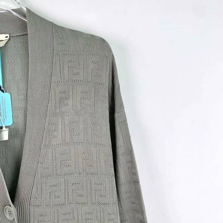 Fendi Fendi Logo Jacquard Cotton V-Neck Cardigan Size US M / EU 48-50 / 2 - 3 Thumbnail