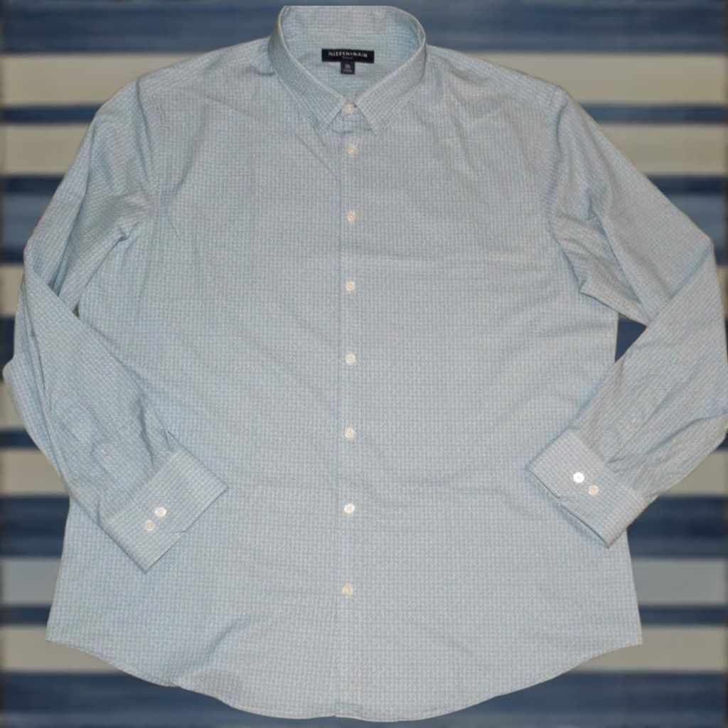 Mizzen+Main MIZZEN + MAIN Blue Printed Long Sleeve Button Down Shirt Trim XXL Mens Size US XXL / EU 58 / 5 - 1 Thumbnail