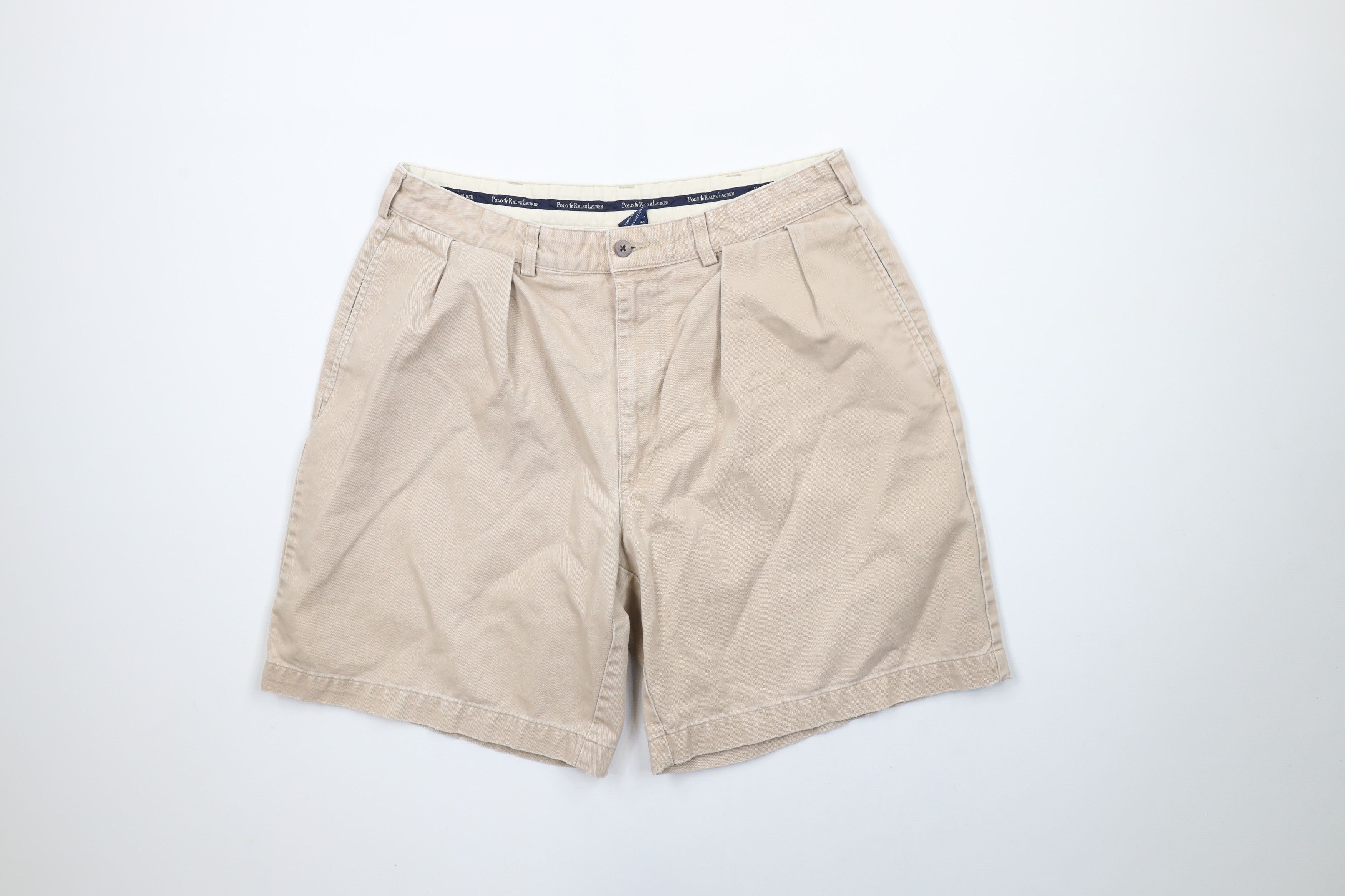 Ralph Lauren × Vintage Vintage 90s Ralph Lauren Above Knee Chino Shorts Beige Size US 32 / EU 48 - 1 Thumbnail