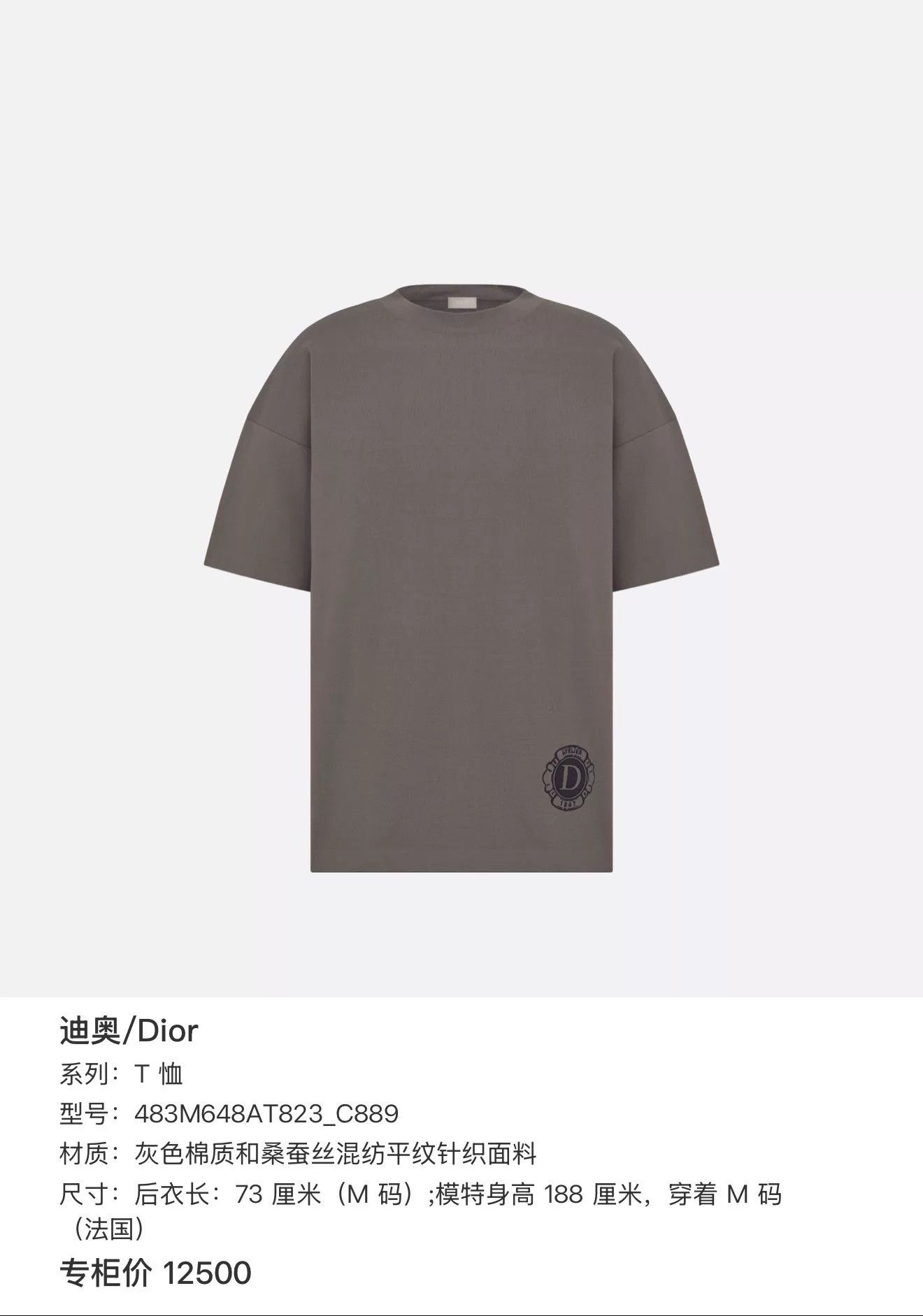 Dior DIOR 24 Flocked Logo Cotton Crew Short Tee Deep XL Size US XL / EU 56 / 4 - 9 Thumbnail