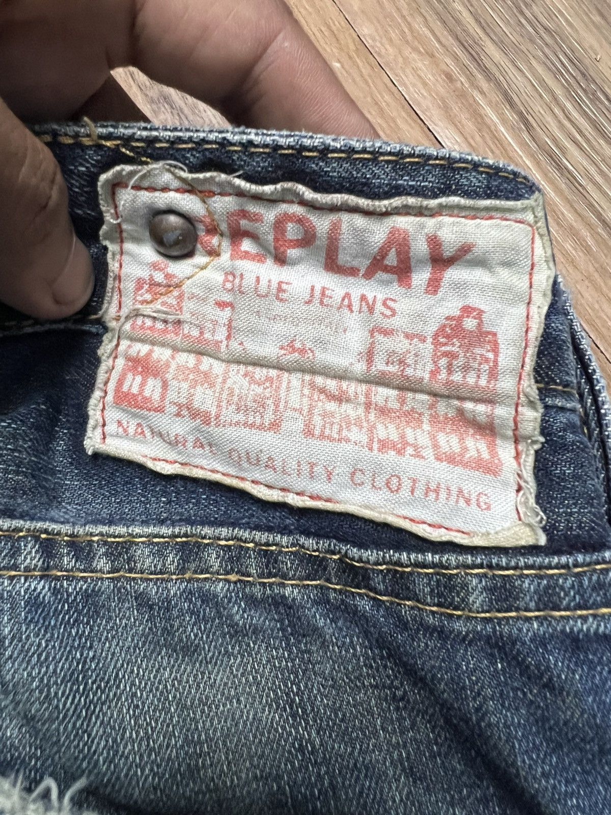 Replay VINTAGE Replay Blue Jeans Distressed Denim Straight Leg (45) Size US 34 / EU 50 - 20 Thumbnail