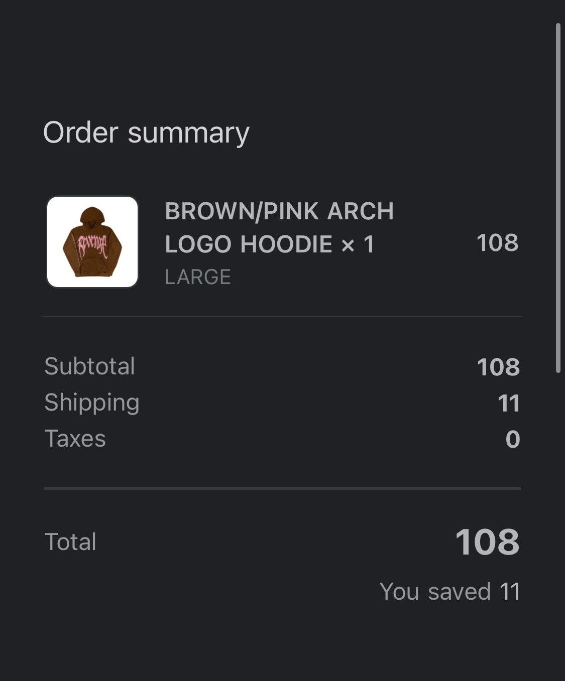 Revenge BROWN/PINK ARCH LOGO HOODIE REVENGE Size US L / EU 52-54 / 3 - 7 Thumbnail