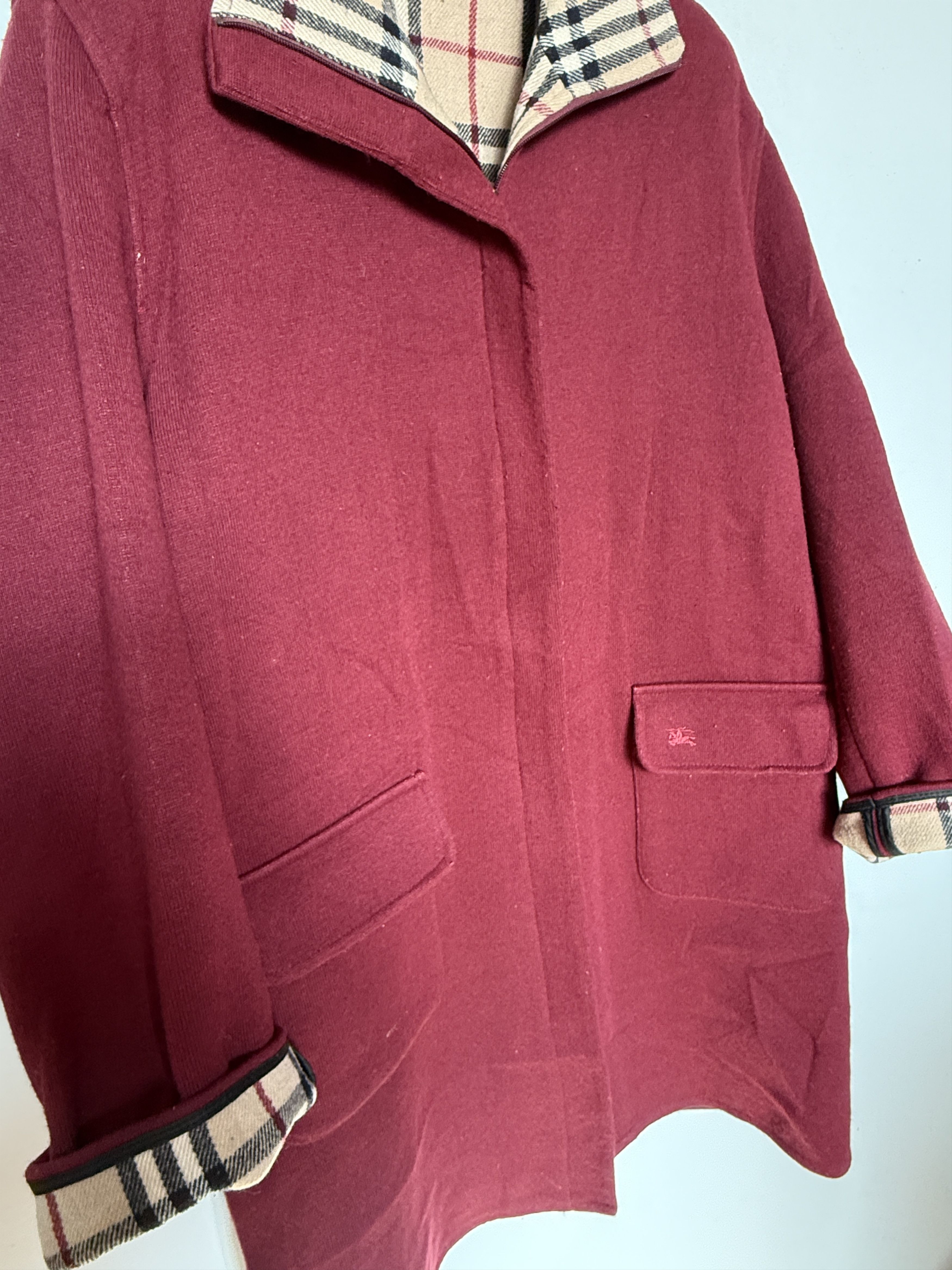 Burberry Burberry burgundy nova check wool down jacket zip up Size L / US 10 / IT 46 - 7 Thumbnail