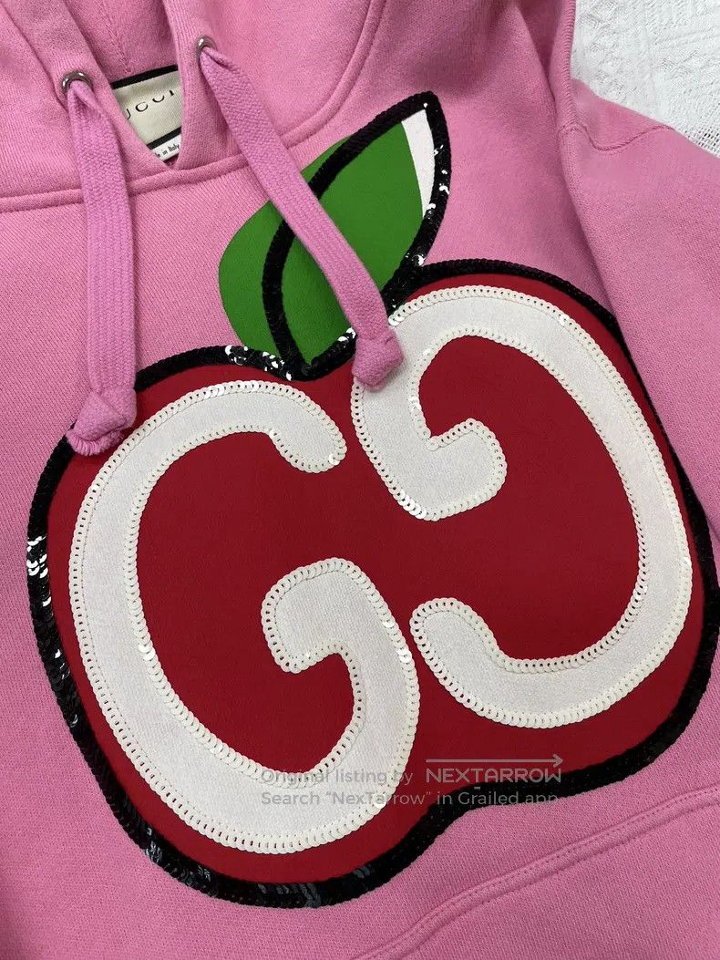 Gucci Gucci Pink apple sequin logo hooded sweatshirt Size S / US 4 / IT 40 - 2 Thumbnail